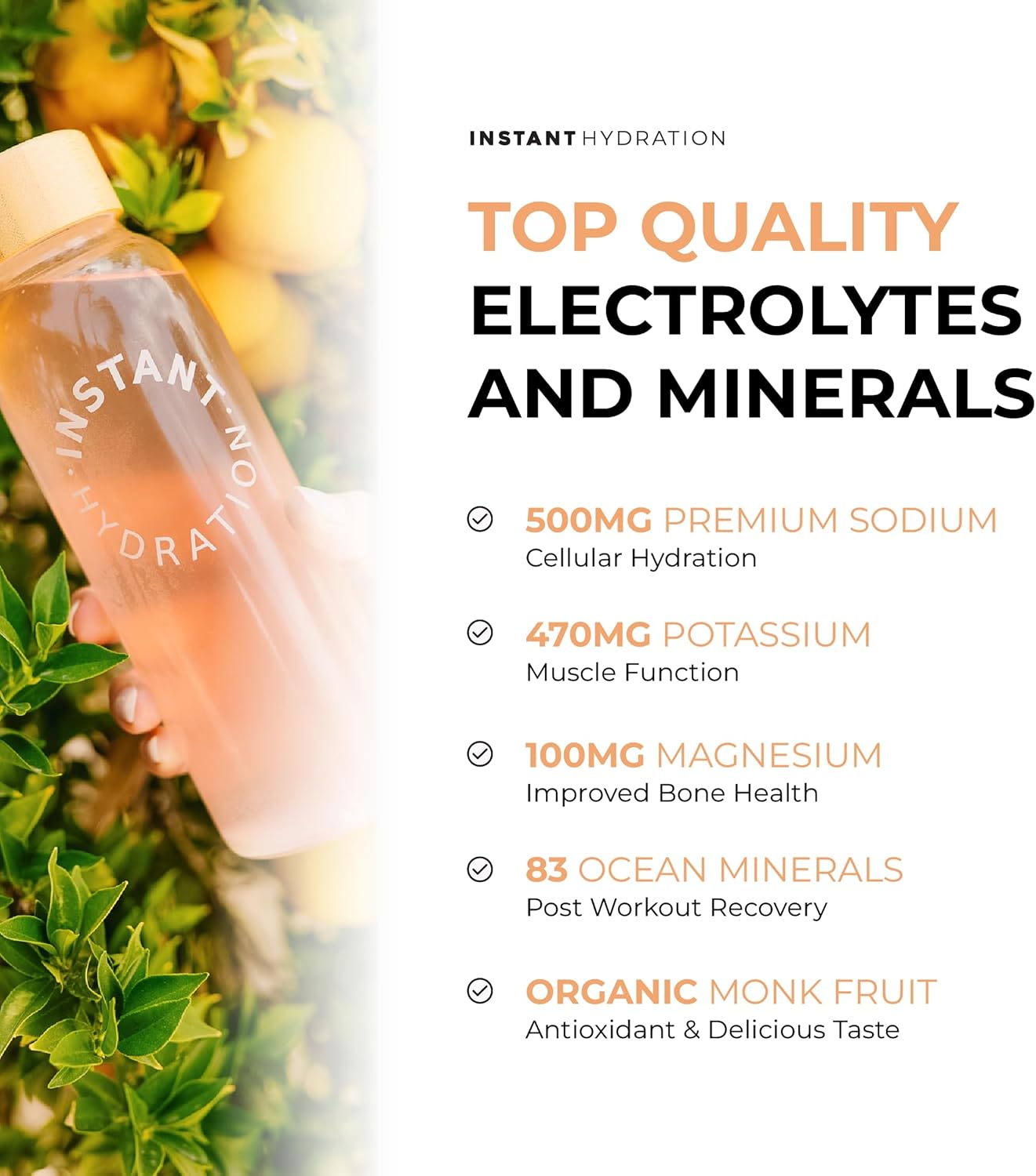 Instant Hydration Electrolytes Powder Packets - Citrus Orange Drink Mix - Zero Sugar - Keto, Vegan, Gluten-Free, Non-GMO - Boost Recovery, Brain Health, Muscle & Tissue Support- 30 Sticks - Image 3