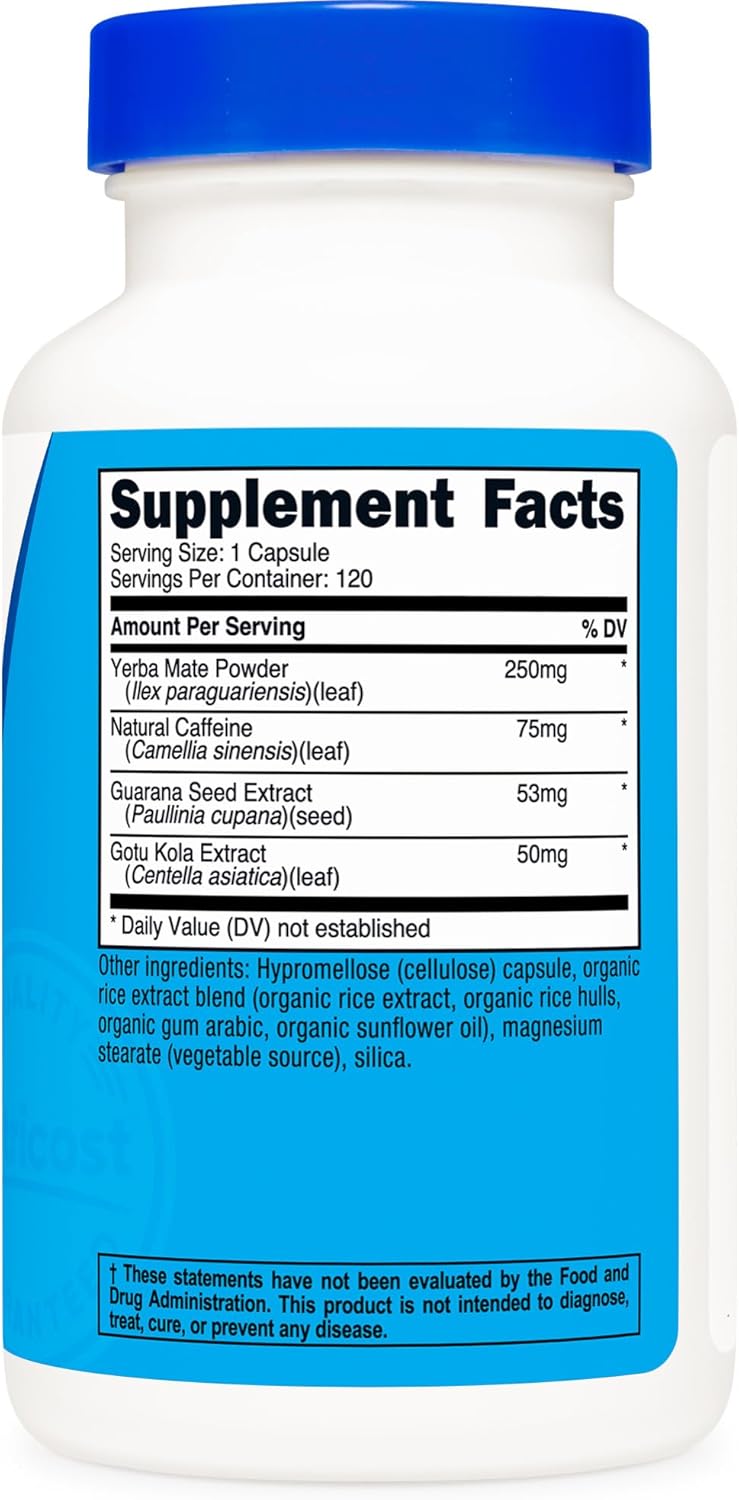 Nutricost Natural Energy Pills Complex 120 Capsules, 100mg Caffeine - Gluten Free - Non-GMO - Image 5