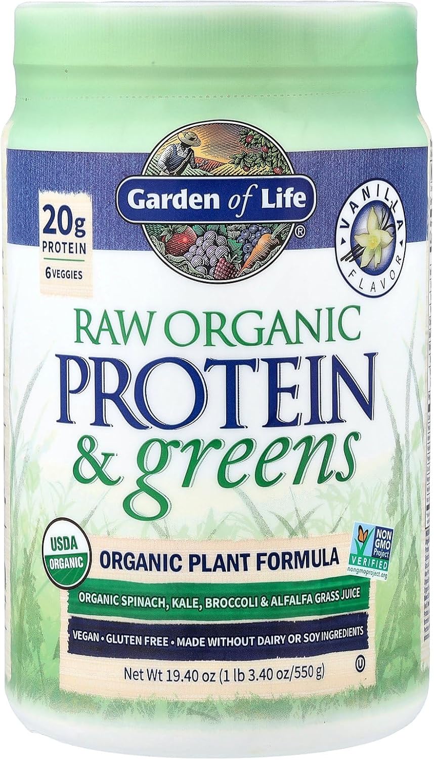 Garden of Life Raw Protein & Greens Vanilla Protein Powder – 20g Plant Based Greens Powder, Probiotics & Enzymes, Post-Workout Recovery, Vegan, Gluten-Free, Non-GMO, 20 Servings - Image 3