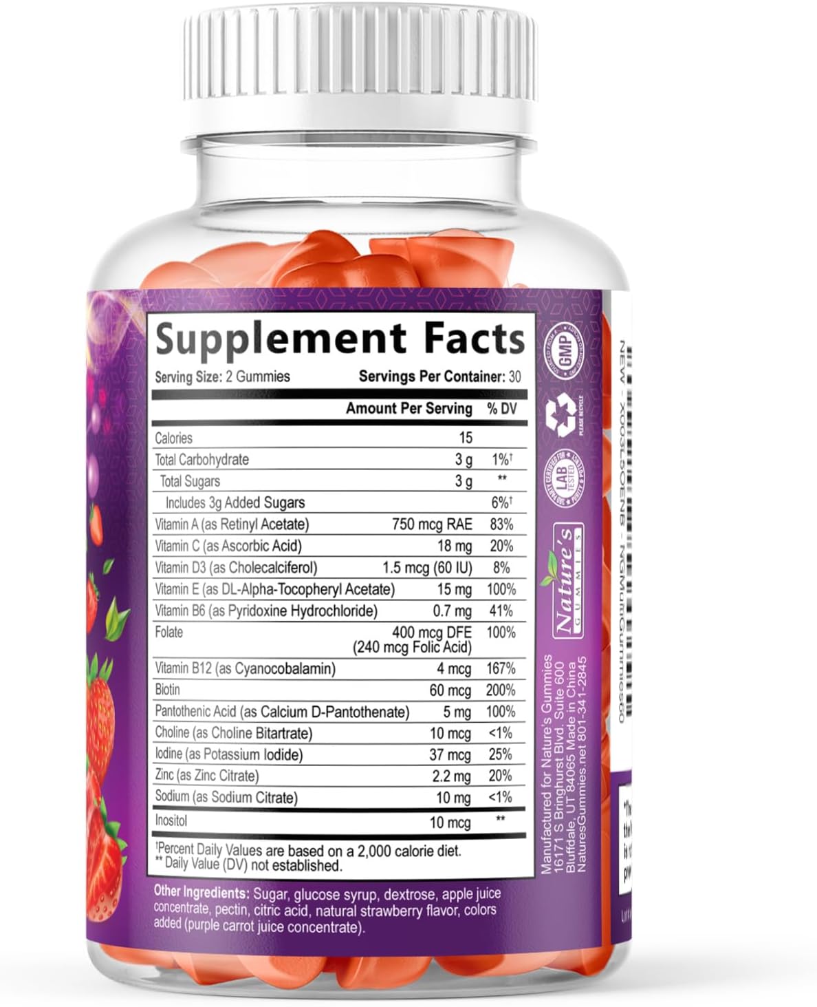 Multivitamin Gummies for Adults - Complete Multivitamin Gummy for Women & Men - Essential Vitamins & Minerals with Vitamins A, C, D, E, & High Potency B12 - Vegetarian Gummy Multivitamins - 60 Gummies - Image 9