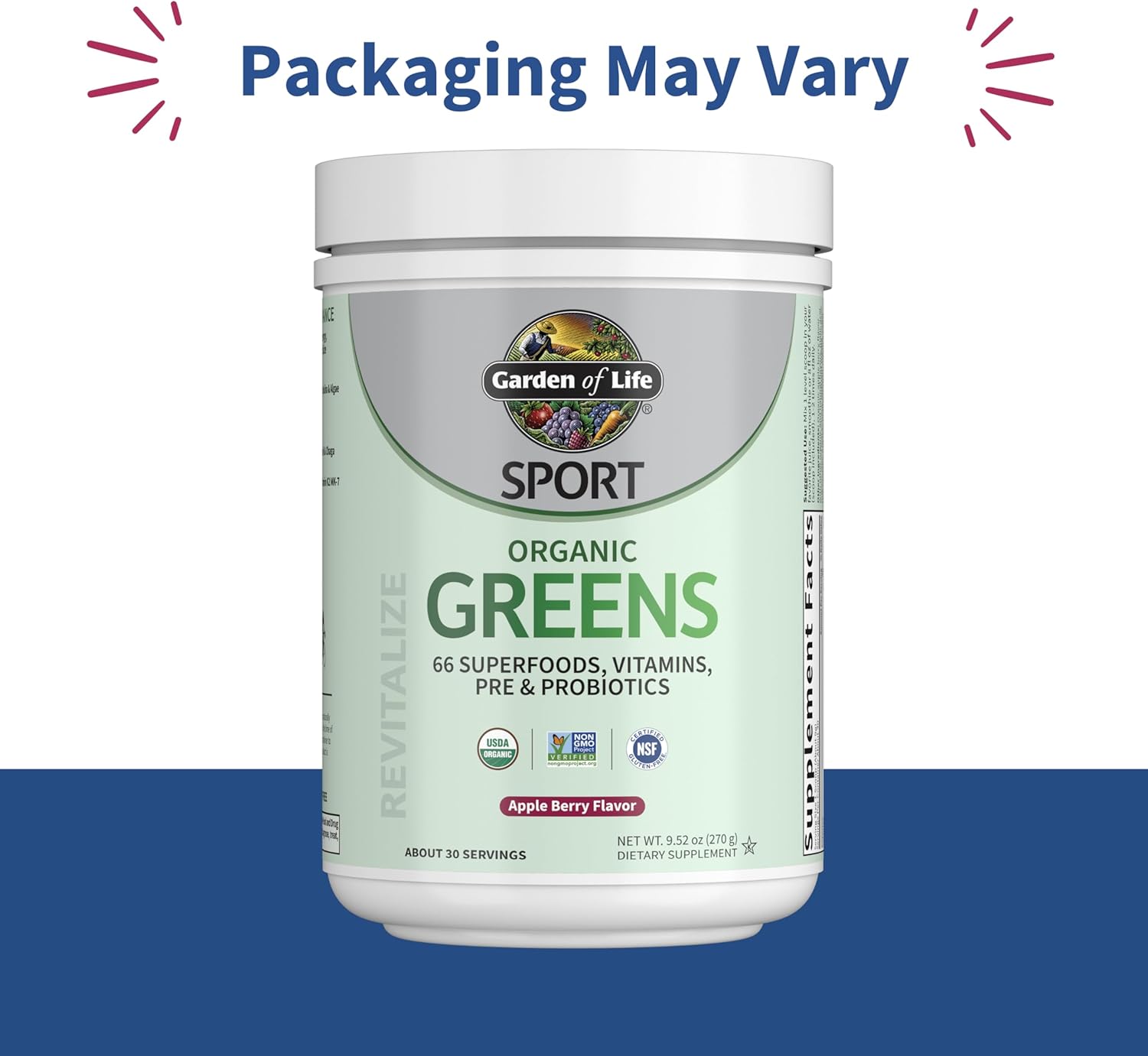 Garden of Life Sport Nutrition Greens and Superfoods Powder for Women and Men - Apple Berry, Organic Blend - Spirulina, Fruit, Vitamins, Pre & Probiotics, Mushrooms, Athletic Supplements, 30 Servings - Image 2