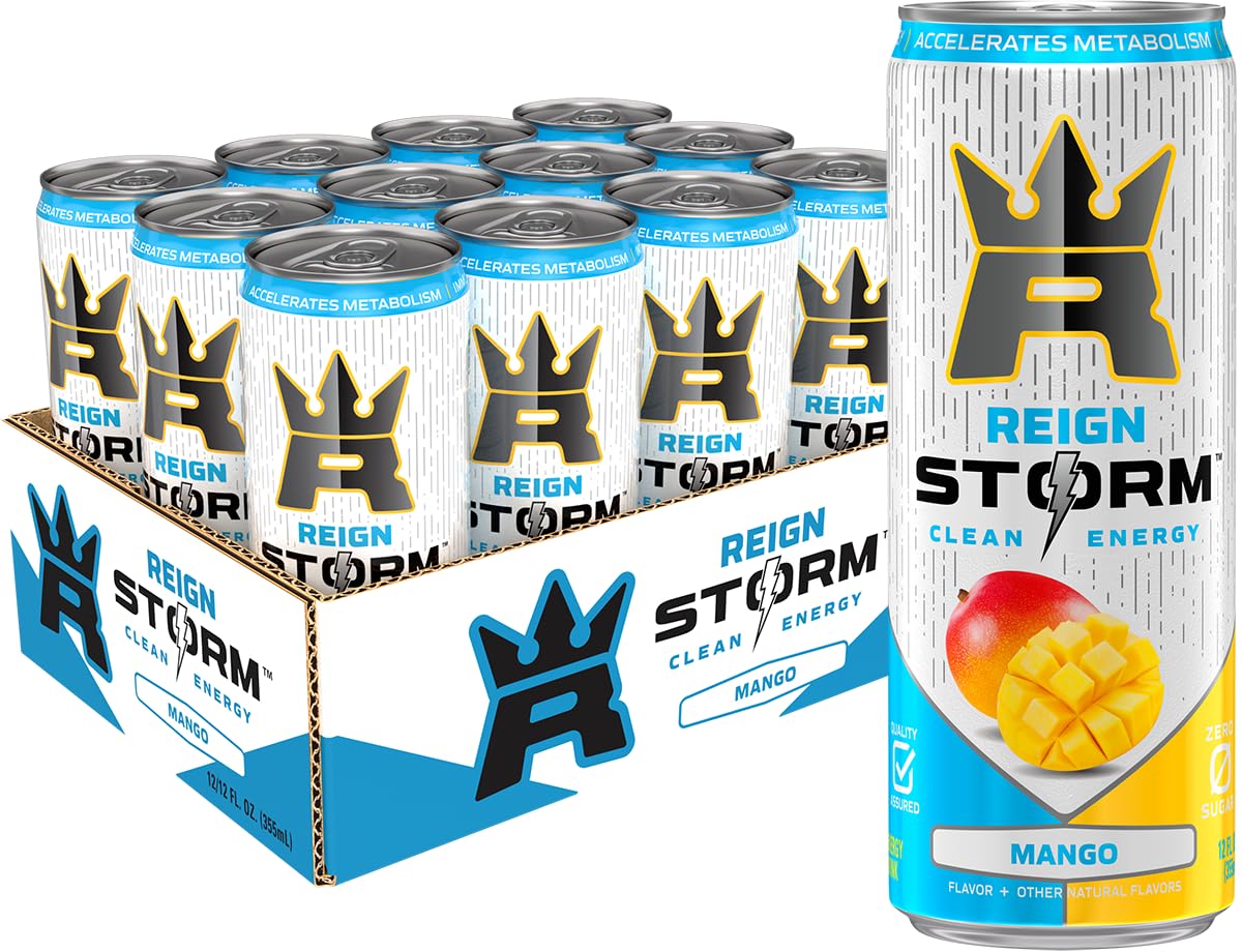 REIGN Storm, Mango, Fitness & Wellness Energy Drink, 12 Fl Oz | Pack of 12