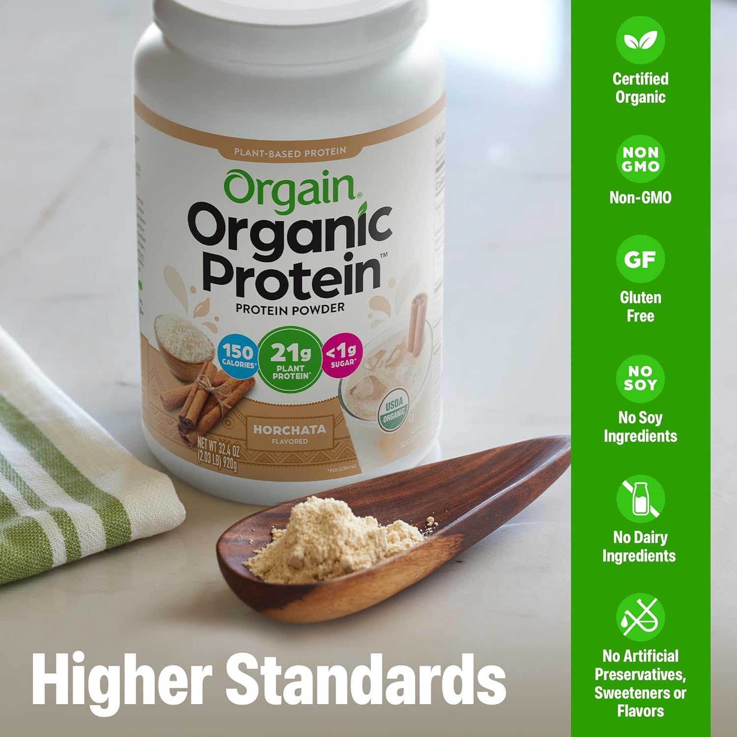 Orgain Organic Vegan Protein Powder, Horchata - 21g Plant Based Protein, 9g Prebiotic Fiber, Low Net Carb, No Lactose Ingredients, No Added Sugar, Non-GMO, For Shakes & Smoothies, 2.03 lb - Image 4