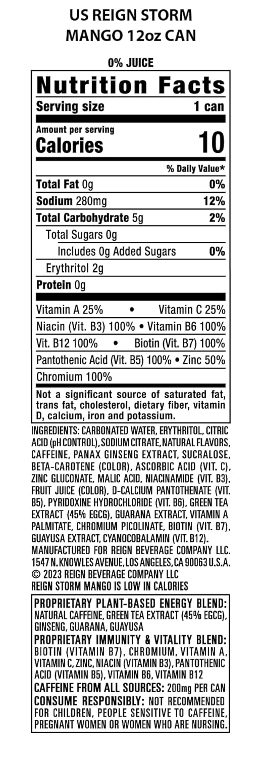 REIGN Storm, Mango, Fitness & Wellness Energy Drink, 12 Fl Oz | Pack of 12 - Image 2