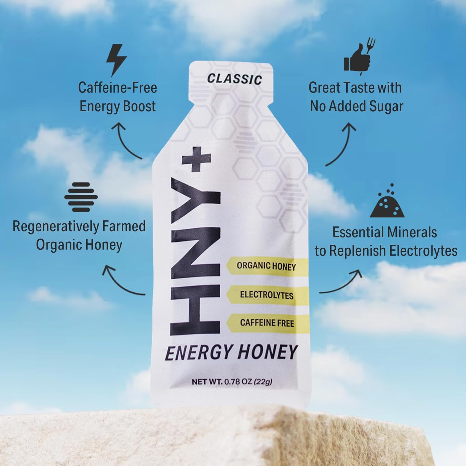 HNY+ Organic Honey Energy Gel with Electrolytes, Magnesium, Sea Salt & Potassium, Gluten Free & Vegan, Workout Gels, for Gym, Running, Cycling & Hiking, Sports Nutrition, Caffeine Free, 12 Pack - Image 3