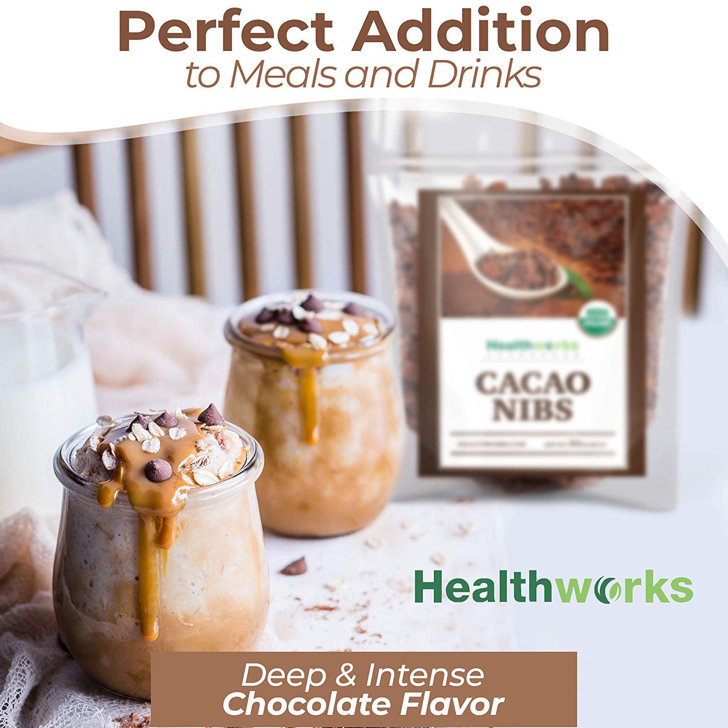 Healthworks Superfoods Cacao Nibs Organic - 16 Oz / 1 Lb - Criollo Bean - Raw Unsweetened Chocolate Substitute - Certified Organic - Keto, Vegan & Non-GMO - Antioxidant - Image 7