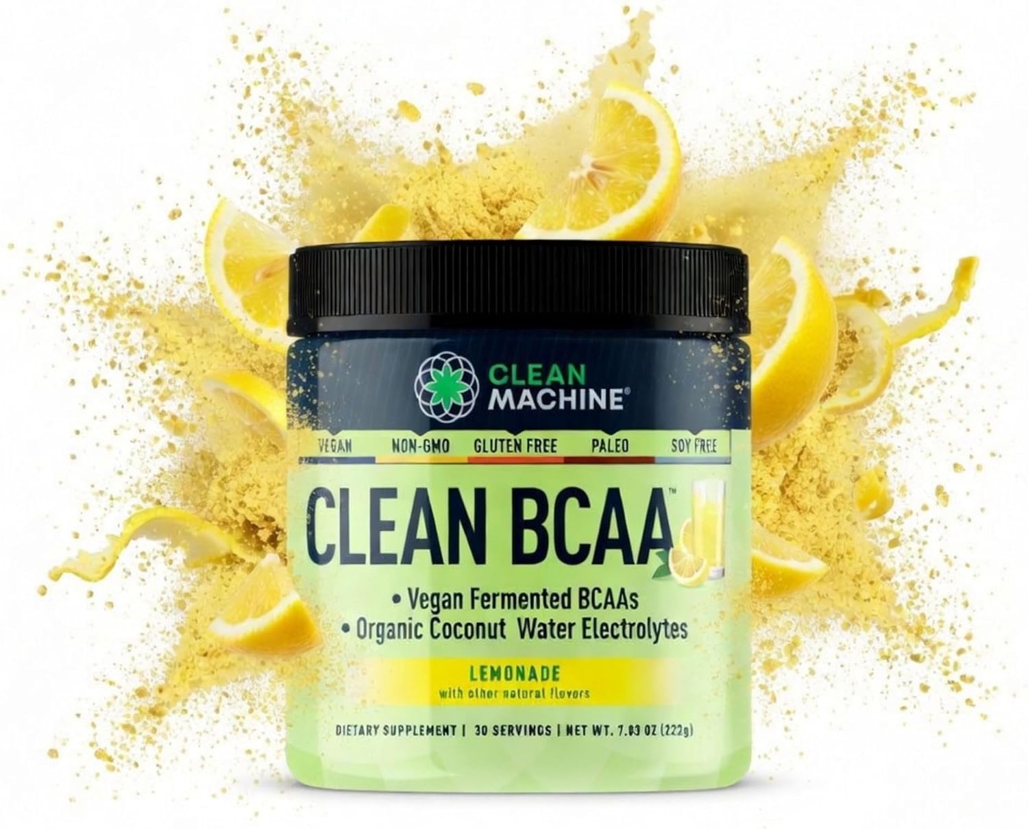 Clean BCAA - 2:1:1 Food Sourced BCAAs Powder & Coconut Water Electrolytes Recovery & Amino Energy Supplement - Award Winning Vegan Amino Acid Supplement - 30 Servings - Lemonade