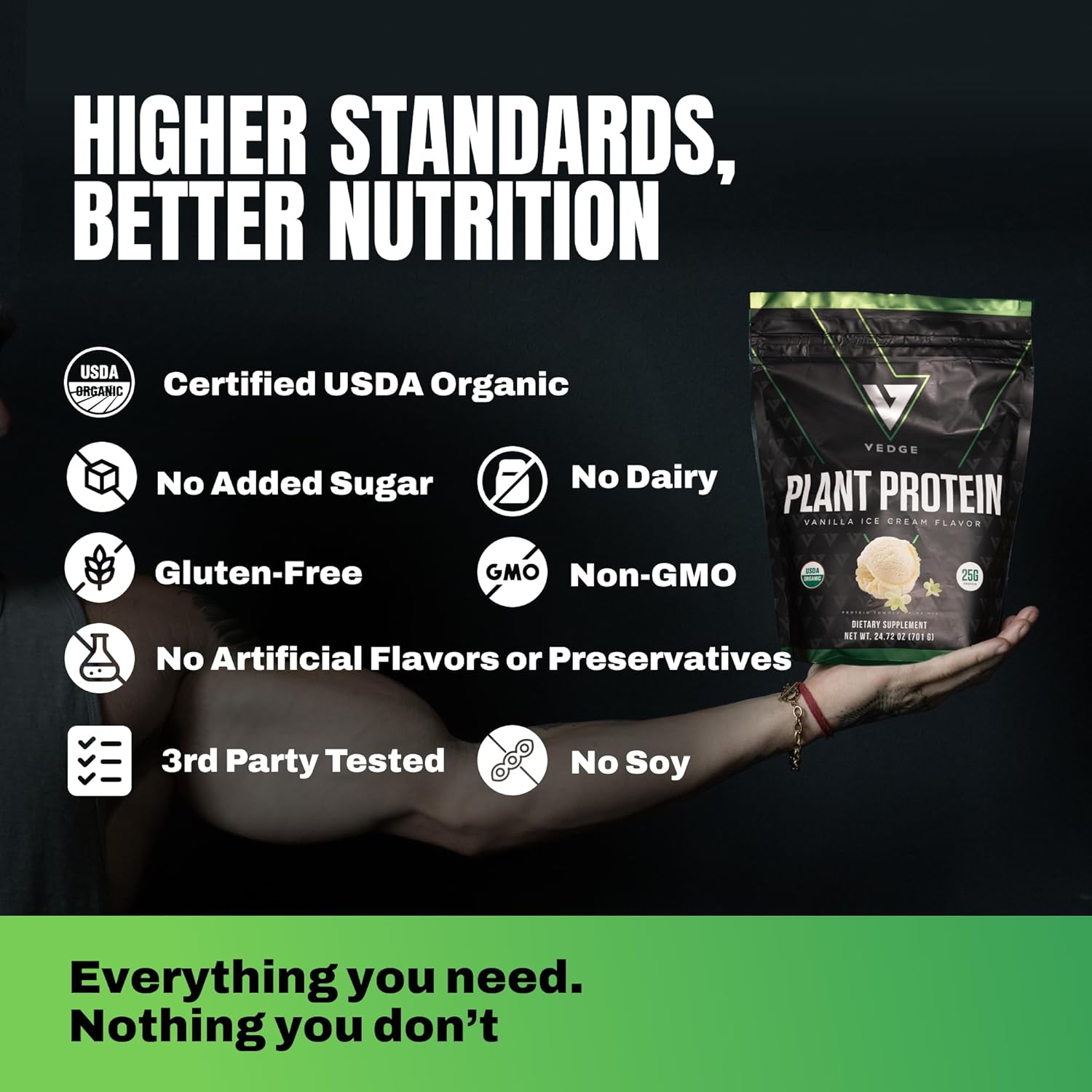 VEDGE Vegan Protein Powder - Plant Protein Powder with Pea, Pumpkin & Sunflower - USDA Organic, Amino Acids, Dairy Free, Gluten Free, Soy Free, Keto, Non GMO, Smooth Texture - Vanilla - 20 Servings - Image 5