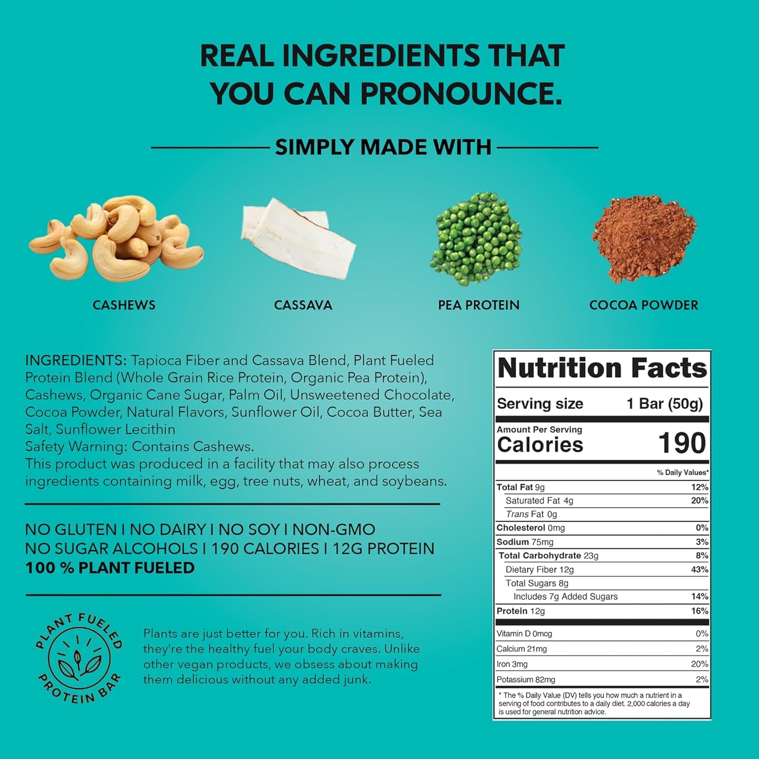 TRUBAR Vegan Protein Bar, Oh Oh Cookie Dough, Gluten Free, Plant Based, High Fiber, Dairy Free, Low Fat, Non GMO, No Sugar Alcohols, 12G Lean Protein, 13G Fiber, Healthy Snack Bars, 1 CT - Image 2