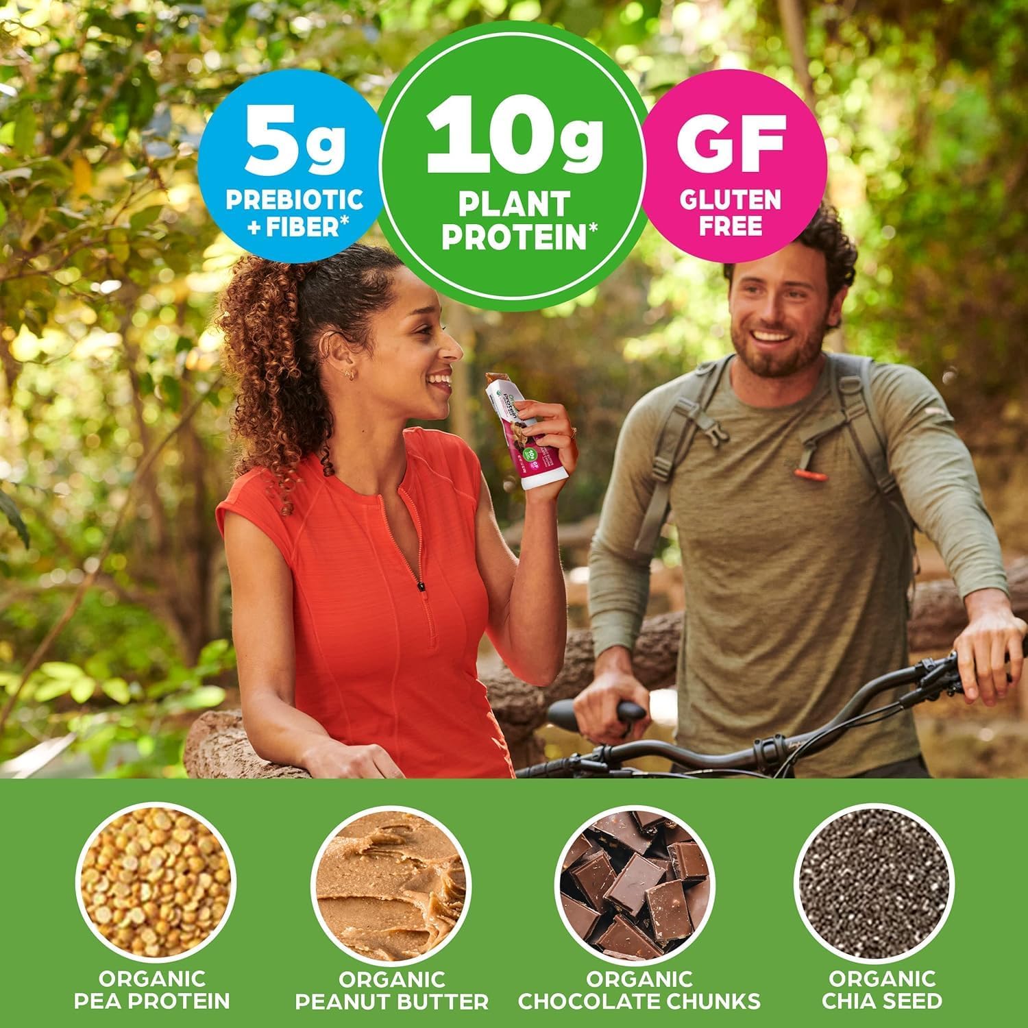 Orgain Organic Vegan Protein Bars Bundle - Chocolate Chip Cookie Dough & Peanut Butter Chocolate Chunk - 10g Plant Based Protein, Gluten Free, Non-GMO - 1.41 Oz (2 Pack of 12) - Image 4