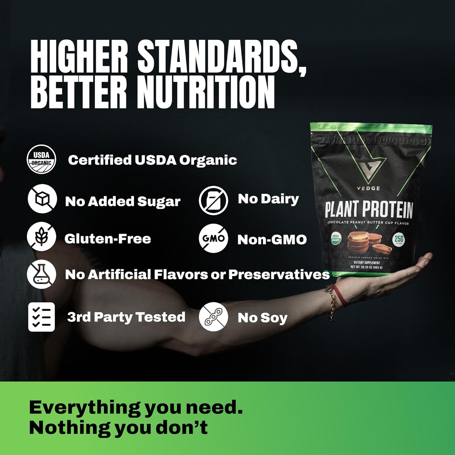 VEDGE Vegan Protein Powder - Plant Protein Powder with Pea, Pumpkin & Sunflower - USDA Organic, Amino Acids, Dairy Free, Gluten Free, Soy Free, Keto, Non GMO - Peanut Butter Cup - 20 Servings - Image 5