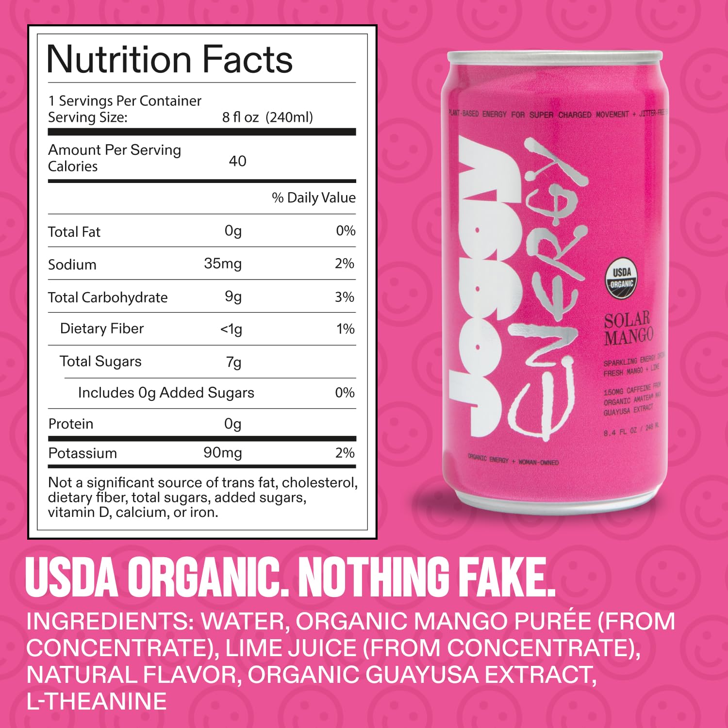 Joggy Energy Drink | Solar Mango 12pk (8.4oz) | USDA Organic, No Added Sugar, Plant-Based Energy with Juice & Natural Caffeine + L-Theanine | Pre-Workout Focus Drink | No Jitters, Vegan, Gluten-Free - Image 2