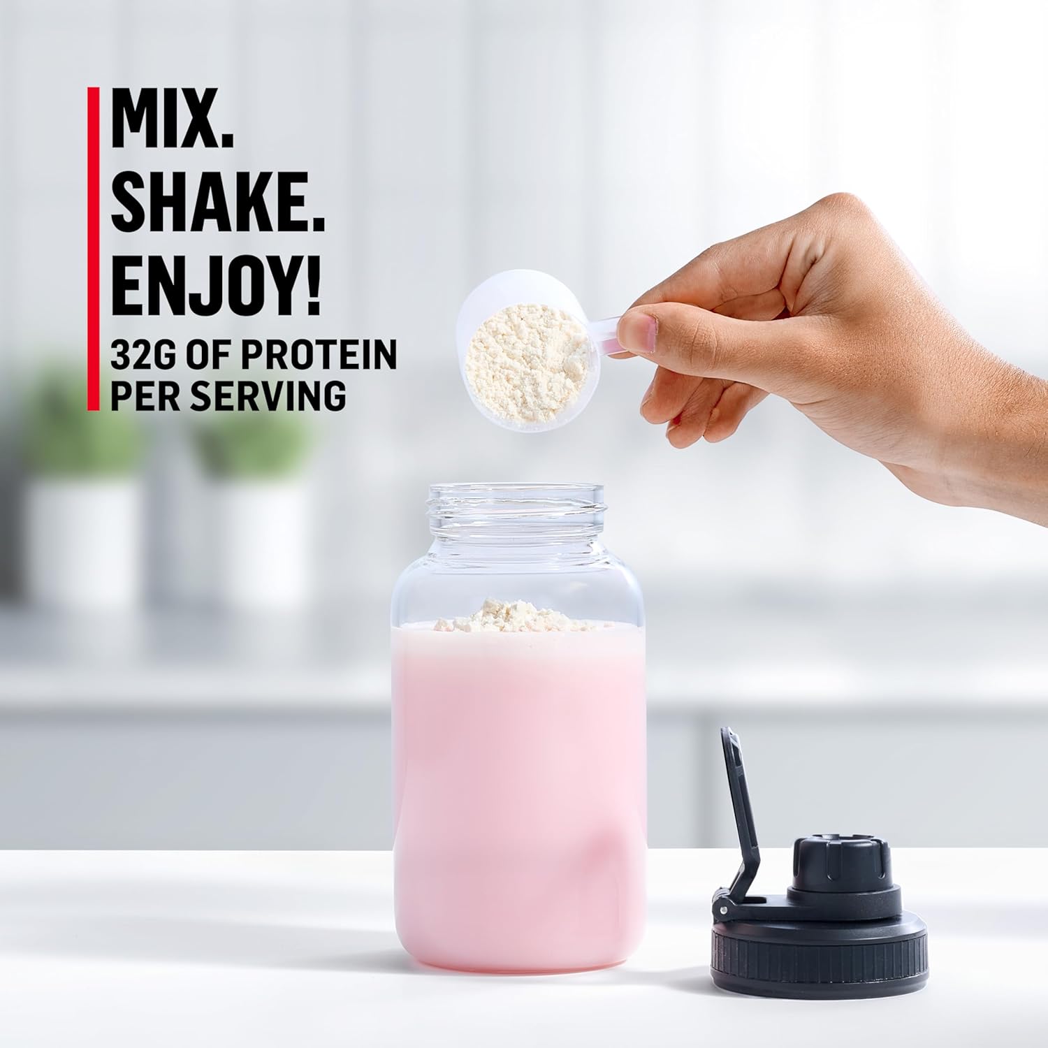 Muscle Milk Genuine Protein Powder, Strawberries ‘N Crème, 1.93 Pounds, 13 Servings, 32g Protein, 3g Sugar, Calcium, Vitamins A, C & D, NSF Certified for Sport, Energizing Snack, Packaging May Vary - Image 4