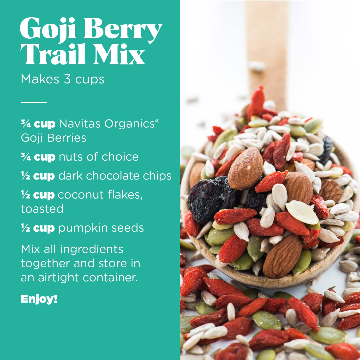 Navitas Organics Goji Berries – For Smoothies, Trail Mix, Baked Goods, Oatmeal & More – Vitamin A, Antioxidants, Fiber – Wolfberry - USDA Organic, Non GMO, Gluten Free, Vegan (16oz. Bag, 15 Servings) - Image 4