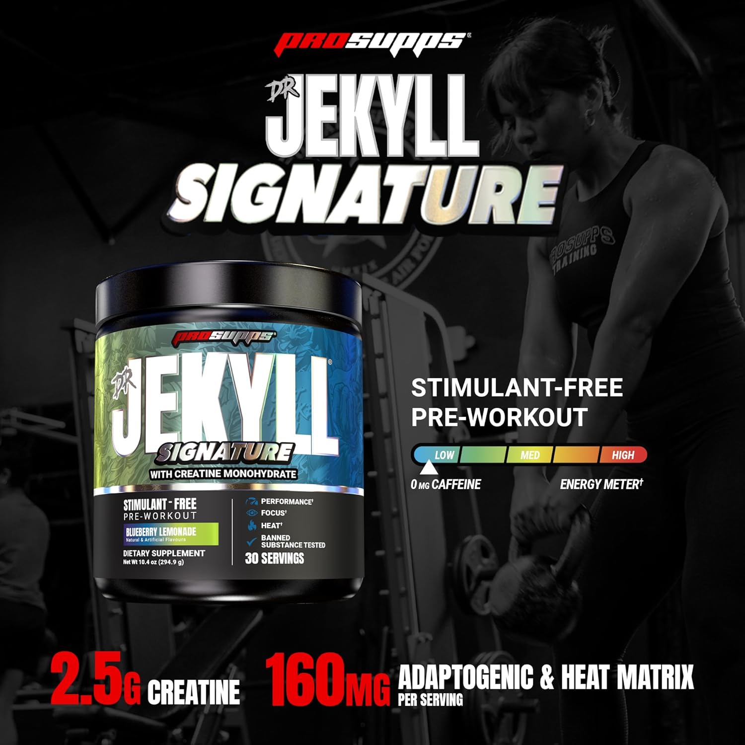 PROSUPPS Dr. Jekyll Signature V2 Pre Workout Powder with Creatine - Stim-Free Preworkout Supports Focus & Endurance - Caffeine-Free Gym & Fitness Supplements (Blueberry Lemonade, 30 Servings) - Image 2