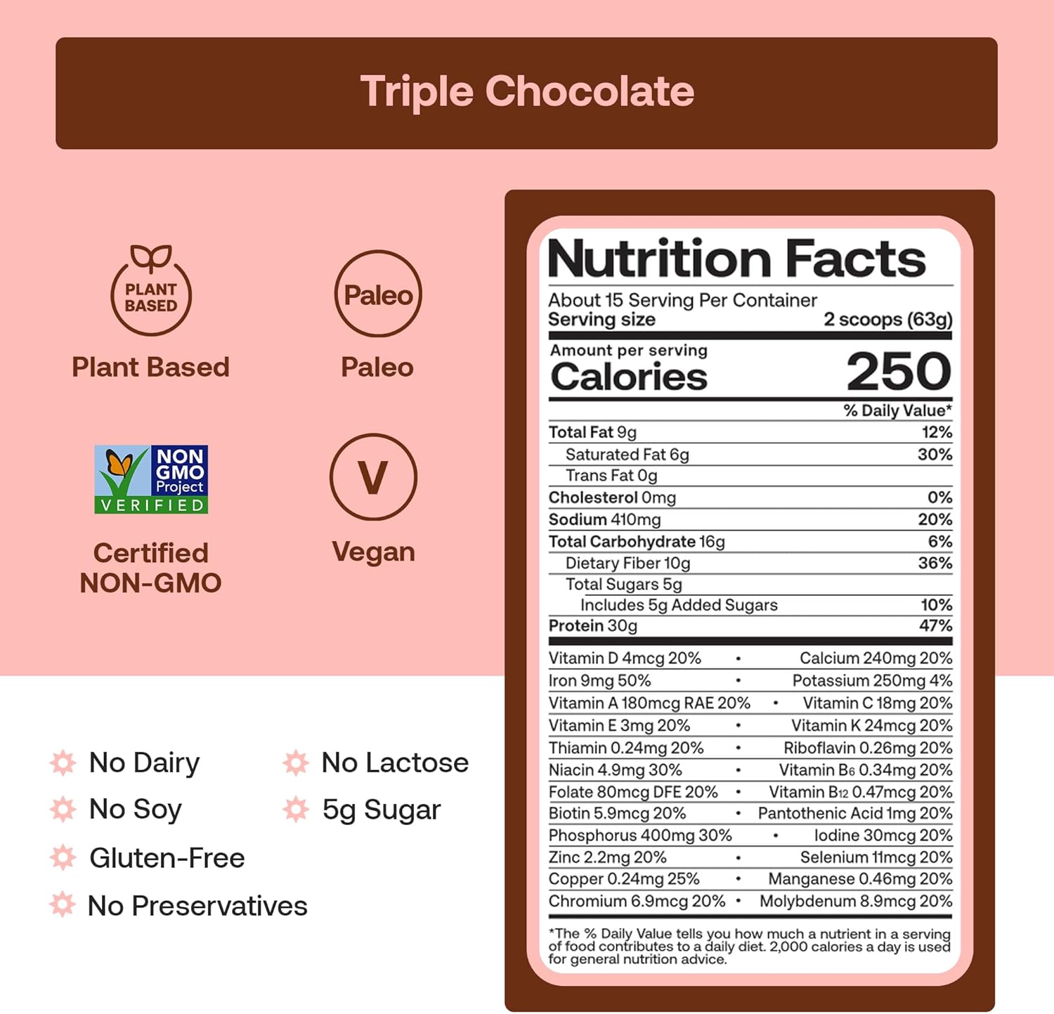 Happy Viking Plant-Based Protein Powder +100 Superfoods Chocolate Meal Replacement Shake, Created by Venus Williams, 30g Plant Protein, 10g Fiber, Vegan, Gluten-Free, Non-GMO, 15 Meals - Image 5