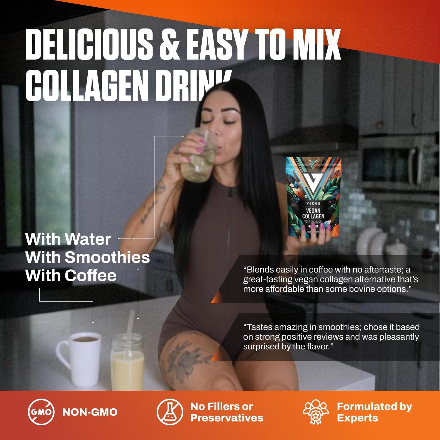 VEDGE Vegan Collagen Powder - Plant-Based Collagen Supplement for Hair, Skin, Nails, Joint & Gut Health. Collagen Peptides - Image 3