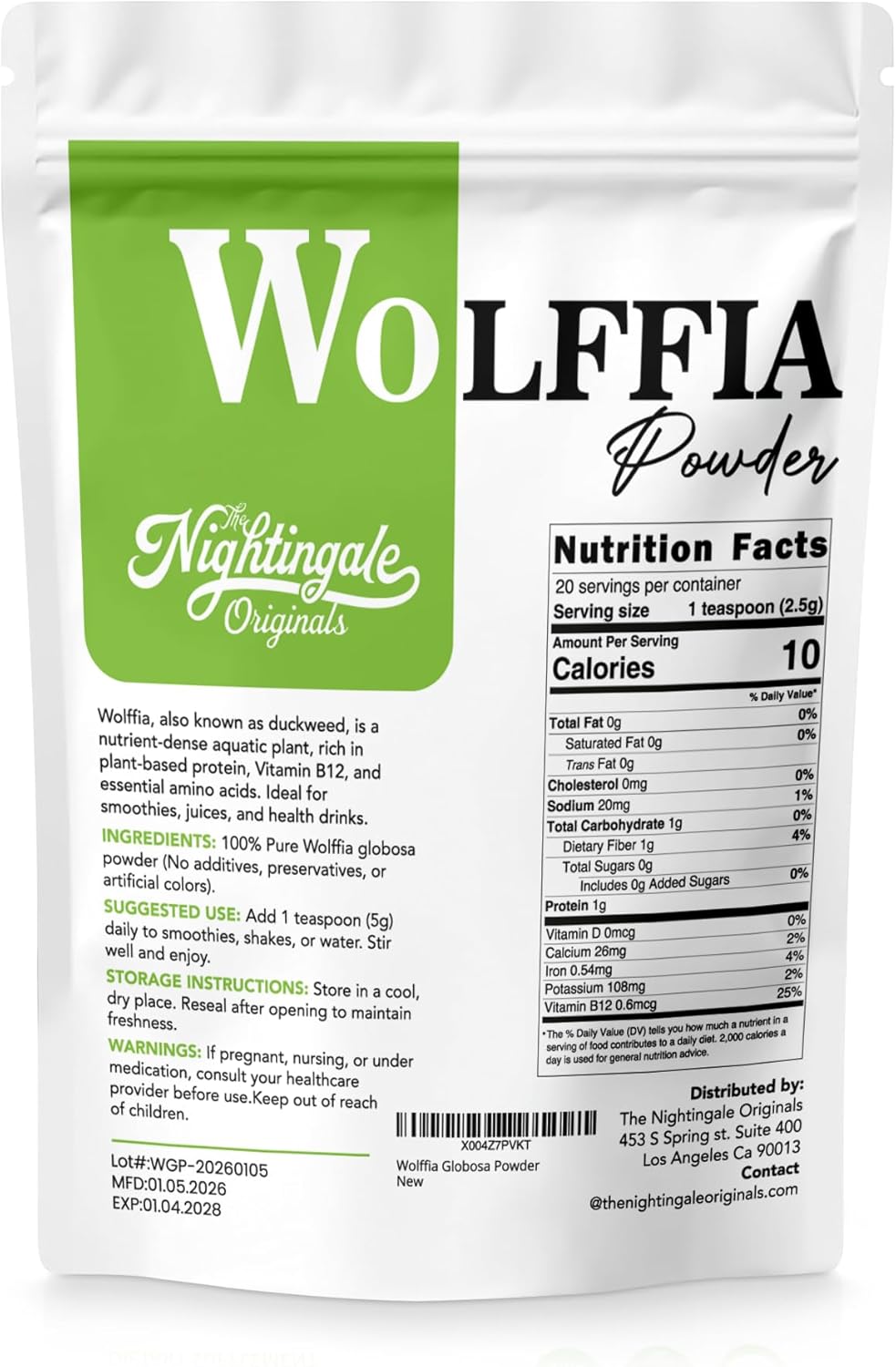 Wolffia Globosa Organic Protein Powder - Pure Plant Based Protein Organic Superfood with B12, Iron & Omega-3 - Non-GMO, Gluten Free Greens Powder for Daily Nutrition, Energy, Wellness - 50g - Image 7