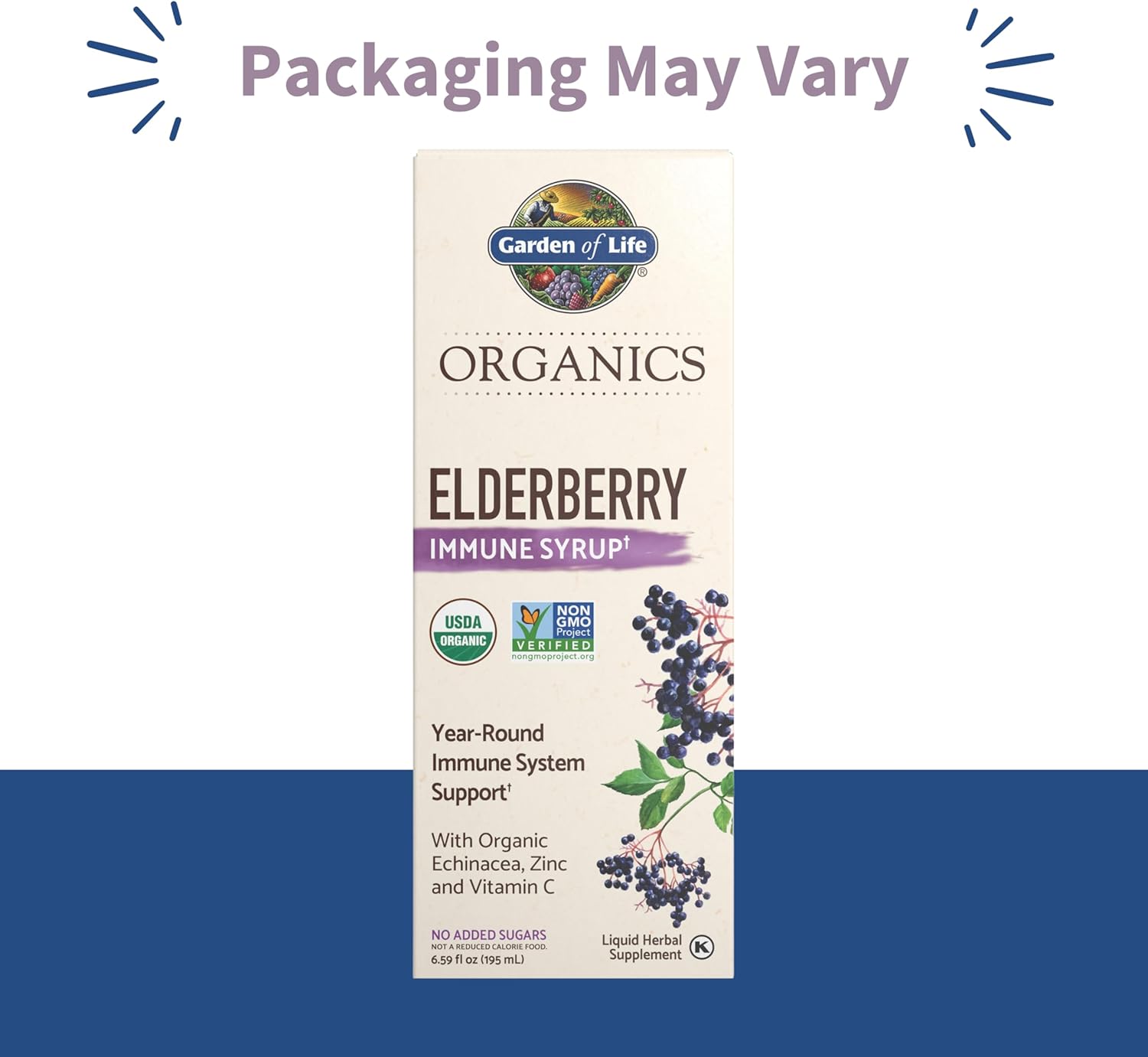 Garden of Life Organics Plant Based Elderberry Immune Syrup 6.59 floz (195 mL) for Kids & Adults - Sambucus, Echinacea, Zinc & Vitamin C, 0g Sugar, Organic Vegan Gluten Free Herbal Supplement - Image 2