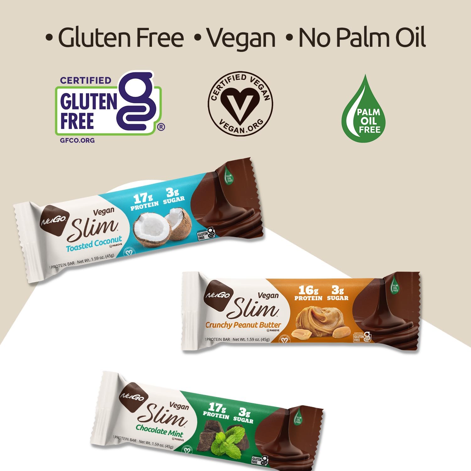 NuGo Slim Chocolate Mint, 17g Protein Bar, Vegan, Gluten Free, Non-GMO, Kosher, Keto Friendly, Low Carb, 1.59oz Bar - Image 8