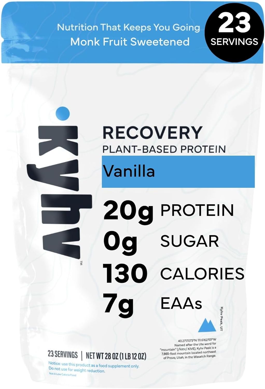 Recovery Plant Based Protein Powder, Vanilla Flavor - 20g Complete Vegan Protein, 0g Sugar, 120 Calories, Supports Muscle Recovery & Strength, Dairy Free, Gluten Free (1.75 lb)