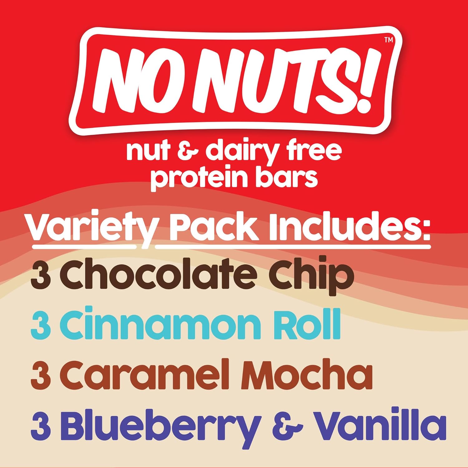 No Nuts! Protein Bar Variety Pack – 12 Count | Nut-Free & School-Safe | Chocolate Chip, Caramel Mocha, Cinnamon Roll & Blueberry Vanilla | Dairy-Free, Vegan, Non-GMO, Organic, Kosher - Image 3