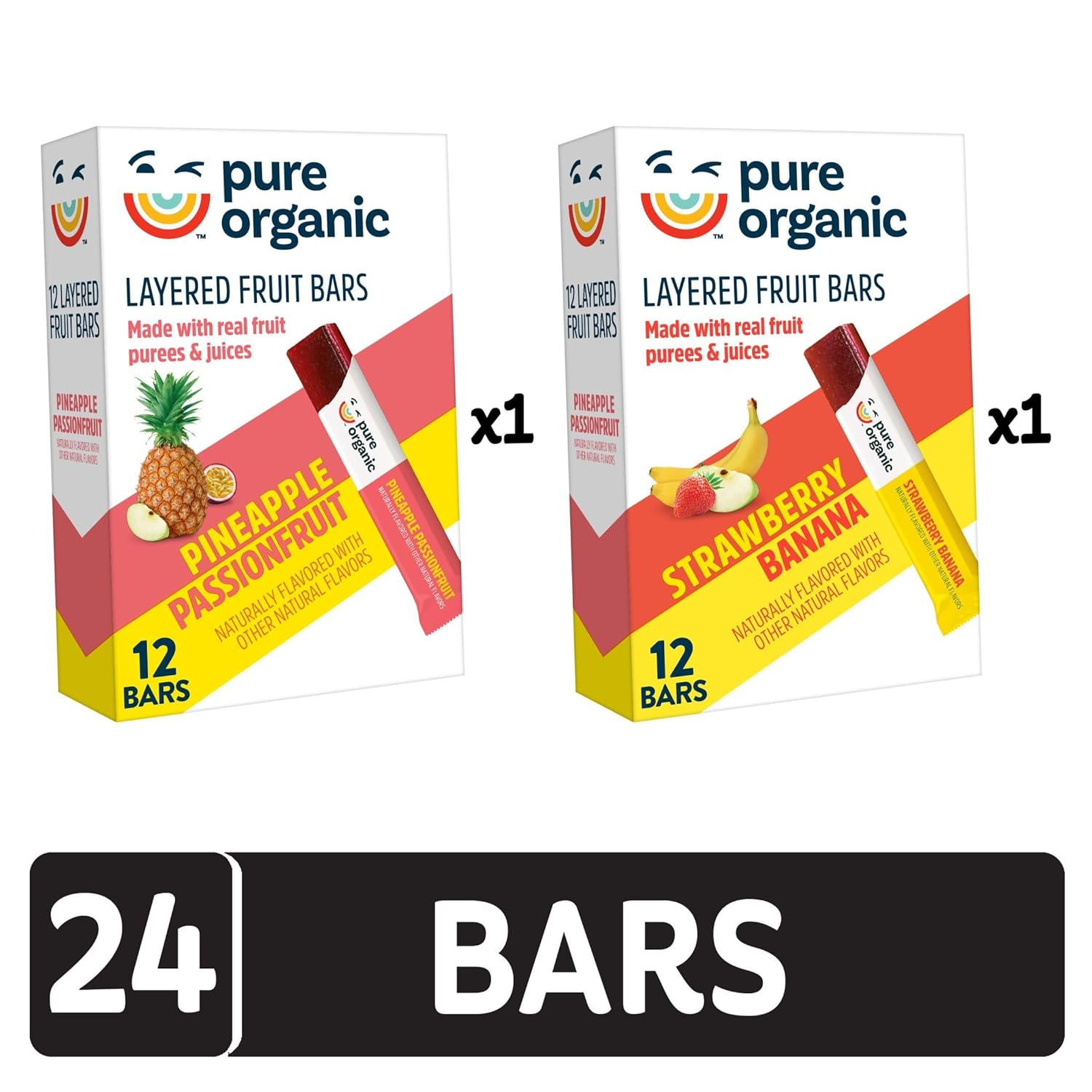 Pure Organic Layered Fruit Bars, Gluten Free, Vegan Fruit Snacks, Variety Pack, 12.4oz Box (24 Bars) - Image 4
