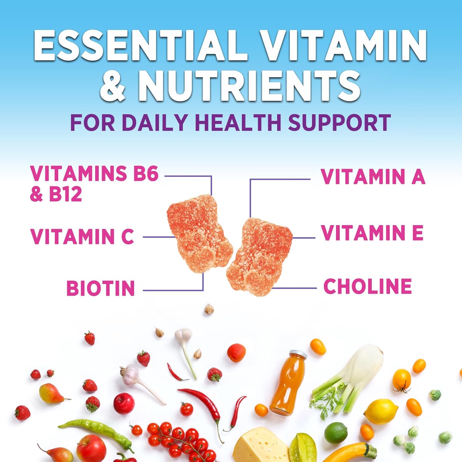Multivitamin Gummies for Adults - Complete Multivitamin Gummy for Women & Men - Essential Vitamins & Minerals with Vitamins A, C, D, E, & High Potency B12 - Vegetarian Gummy Multivitamins - 60 Gummies - Image 3