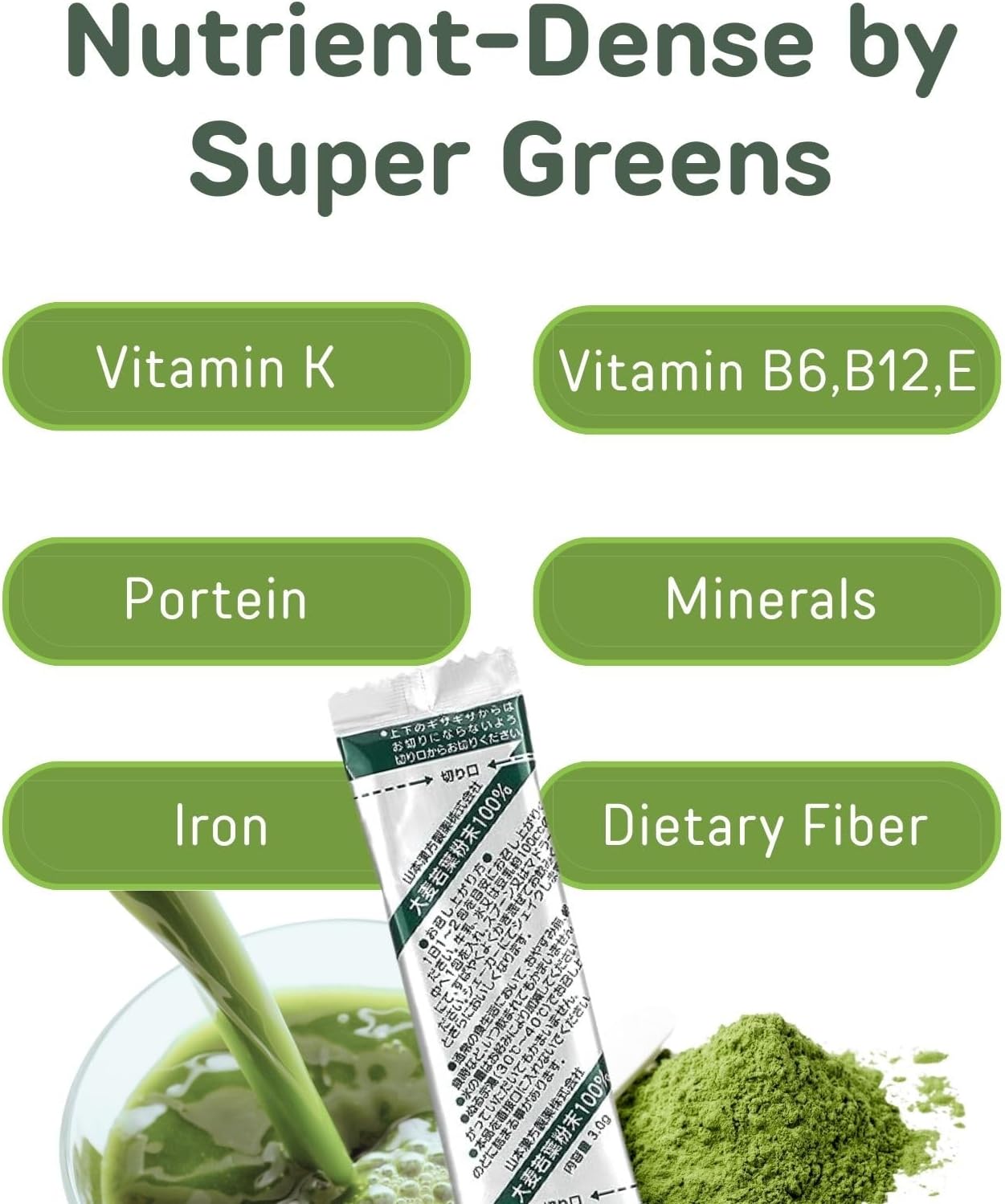 YAMAKAN Green Juice with Barley Grass Powder, Super Greens Powder Rich in Daily Nutrients, Minerals, Vitamins & Plant-Based Protein for Women & Men from Japan, Non GMO 7 Count - Image 5
