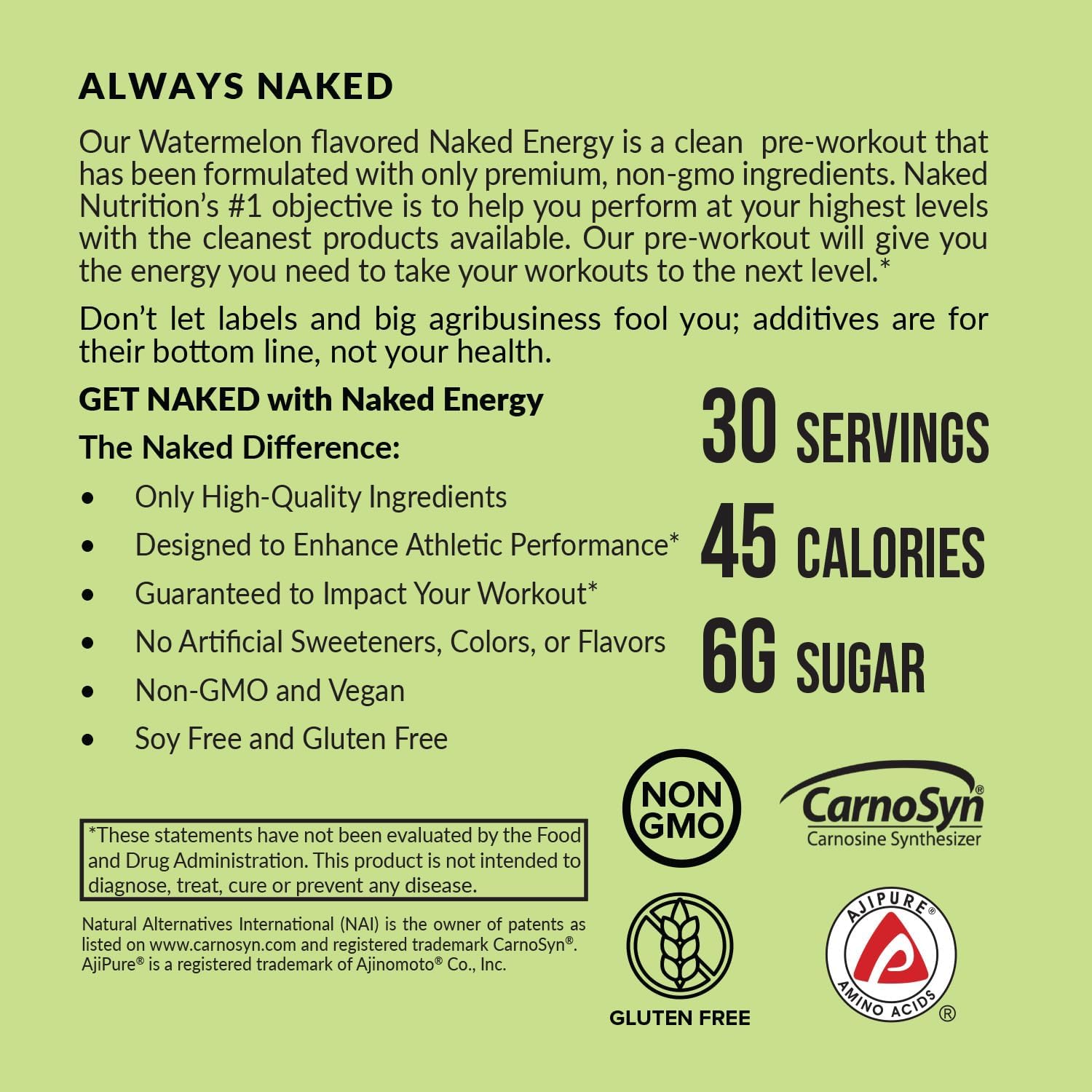 NAKED Watermelon Energy - Clean Pre Workout Supplement for Men and Women, NSF Certified, Vegan Friendly, No Added Sweeteners, Colors Or Flavors - 30 Servings - Image 4