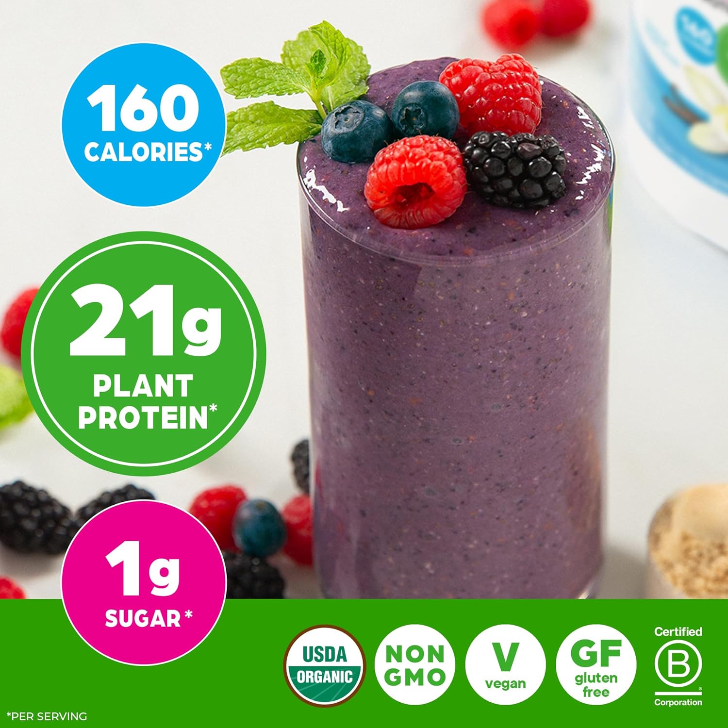 Orgain Organic Vegan Protein + 50 Superfoods Powder, Vanilla Bean - 21g Plant Based Protein, 8g Prebiotic Fiber, No Lactose Ingredients, Gluten Free, No Added Sugar, Non-GMO, 2.02 lb - Image 4