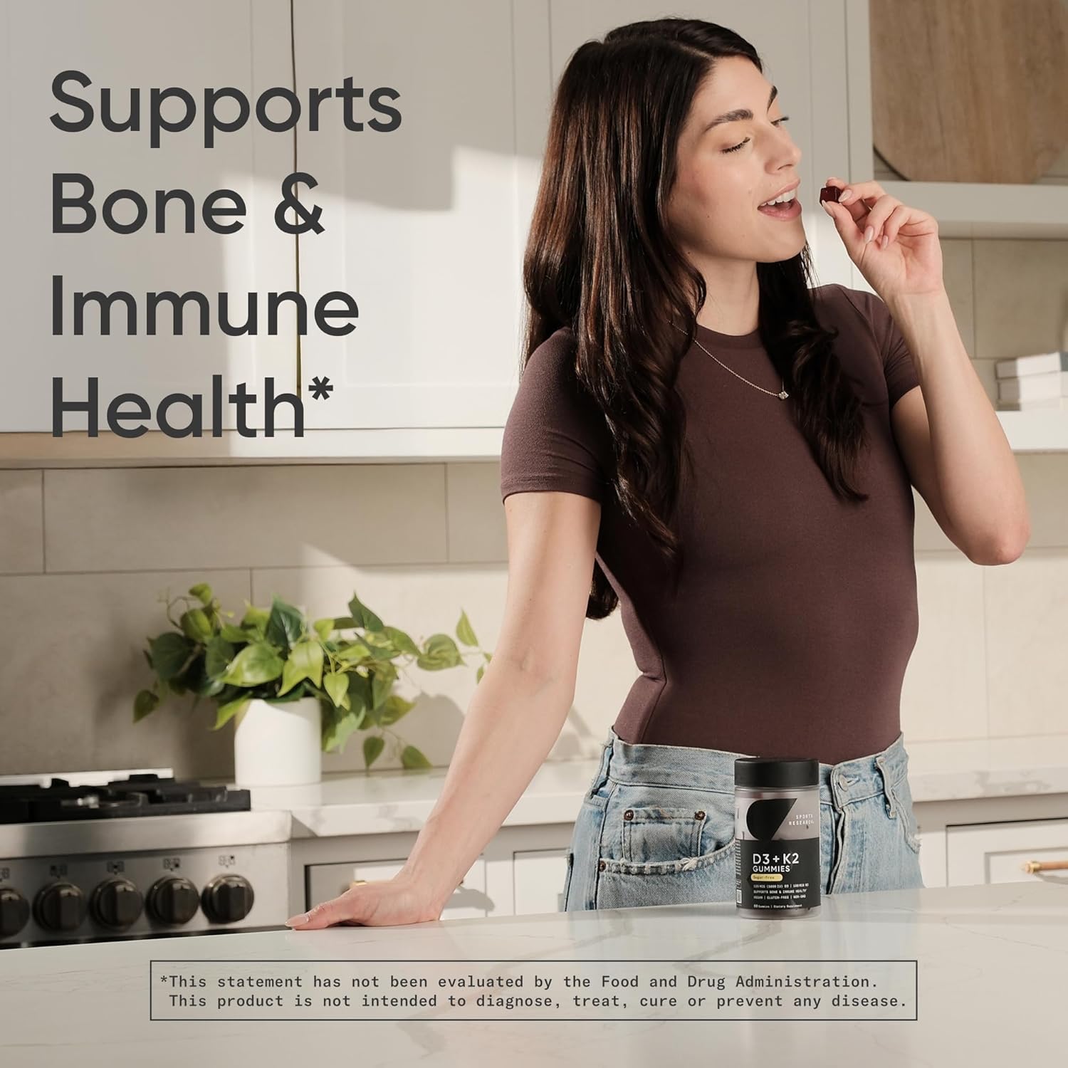 Sports Research® Vegan Vitamin D3 + K2 Gummy Supplements - 5000iu Vitamin D with 100mcg Mk7 Vitamin K - Supports Bone& Immune Health* - 60 Gummies for Adults, for Women, 1 Month Supply - Image 7