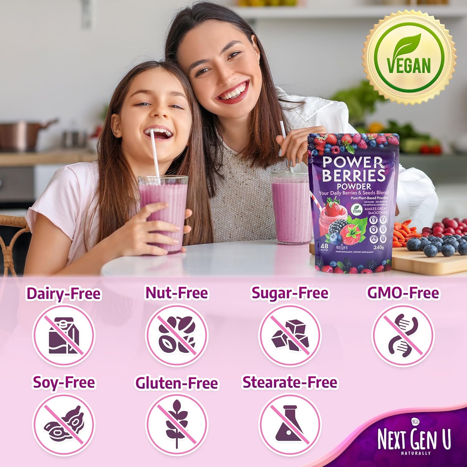 Super Berry Powder - 1 Pack, 240g - Immune Support - Food Supplement - Superfood Berries - Smoothie Mix for Shakes - Healthy Boost for Detox Juice Beverages or Any Drink - by NextGenU - Image 4