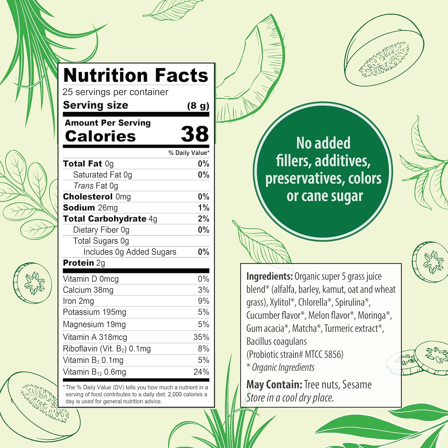 Organic Traditions Super Greens Powder with Turmeric, Cucumber Melon Flavored, Greens Superfood Powder with Vitamins, Minerals and Probiotics, Easy to Mix Plant-Based Drink, 200g / 7oz Bag - Image 4