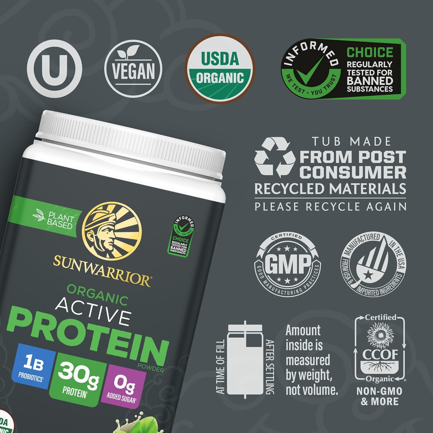 Sunwarrior Organic Plant Based Protein Powder | Vegan Organic Protein Powder with BCAA Amino Acids Plus Recovery Minerals & Botanicals | Non-GMO Soy Dairy & Gluten Free (Unflavored, 20 Servings) - Image 3