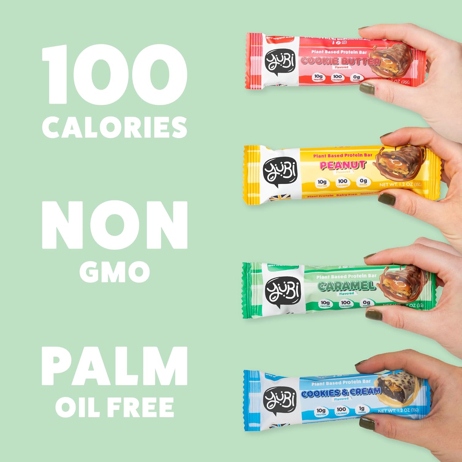 Yubi Bars - Protein Bars - 100 Calories, 10g of Protein, High Fibre, Low Sugar, Gluten Free and Dairy Free - Healthy Snacks/Nutrition Bar - Chocolate Bars - 14.8oz (12 Pack, Variety Box) - Image 4