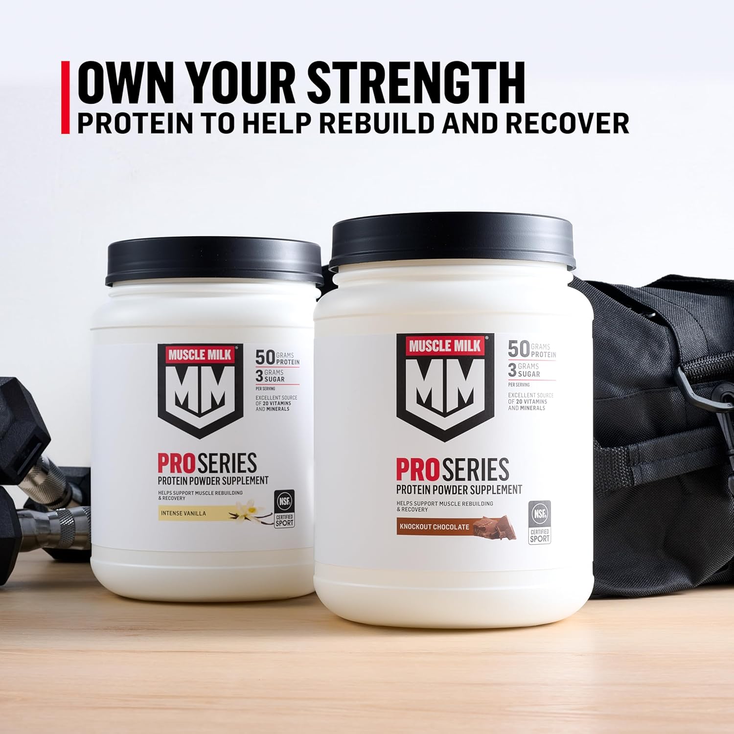 Muscle Milk Pro Series Protein Powder Supplement, Intense Vanilla, 5 Pound, 28 Servings, 50g Protein, 3g Sugar, 20 Vitamins & Minerals, NSF Certified for Sport, Workout Recovery, Packaging May Vary - Image 7