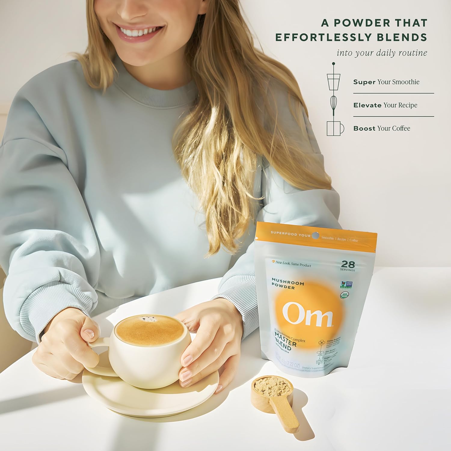 OM Mushrooms Master Blend Mushroom Powder – Organic Mushroom Supplement with 10 Mushrooms and Ashwagandha - Support Immunity, Gut Health & Stress Relief, 6.34 oz (80 Servings) - Image 6