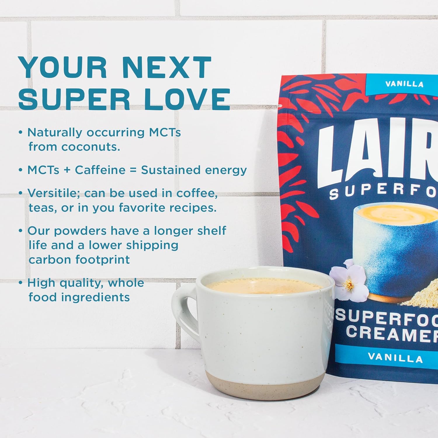 Laird Superfood Non-Dairy Original Superfood Vanilla Coconut Powder Coffee Creamer, Gluten Free, Non-GMO, Vegan, 8 oz. Bag, Pack of 1 - Image 6