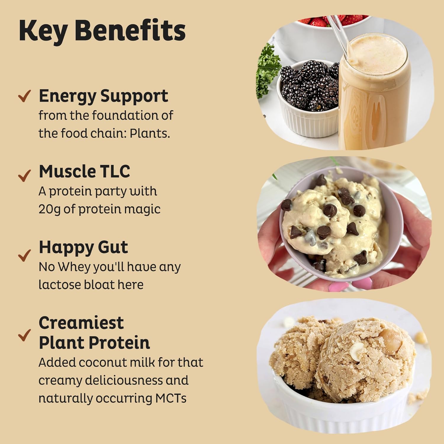 KOS Vegan Protein Powder Erythritol Free, Vanilla USDA Organic - Pea Protein Blend, Plant Based Superfood Rich in Vitamins & Minerals - Keto, Dairy Free - Meal Replacement for Women & Men, 28 Servings - Image 3