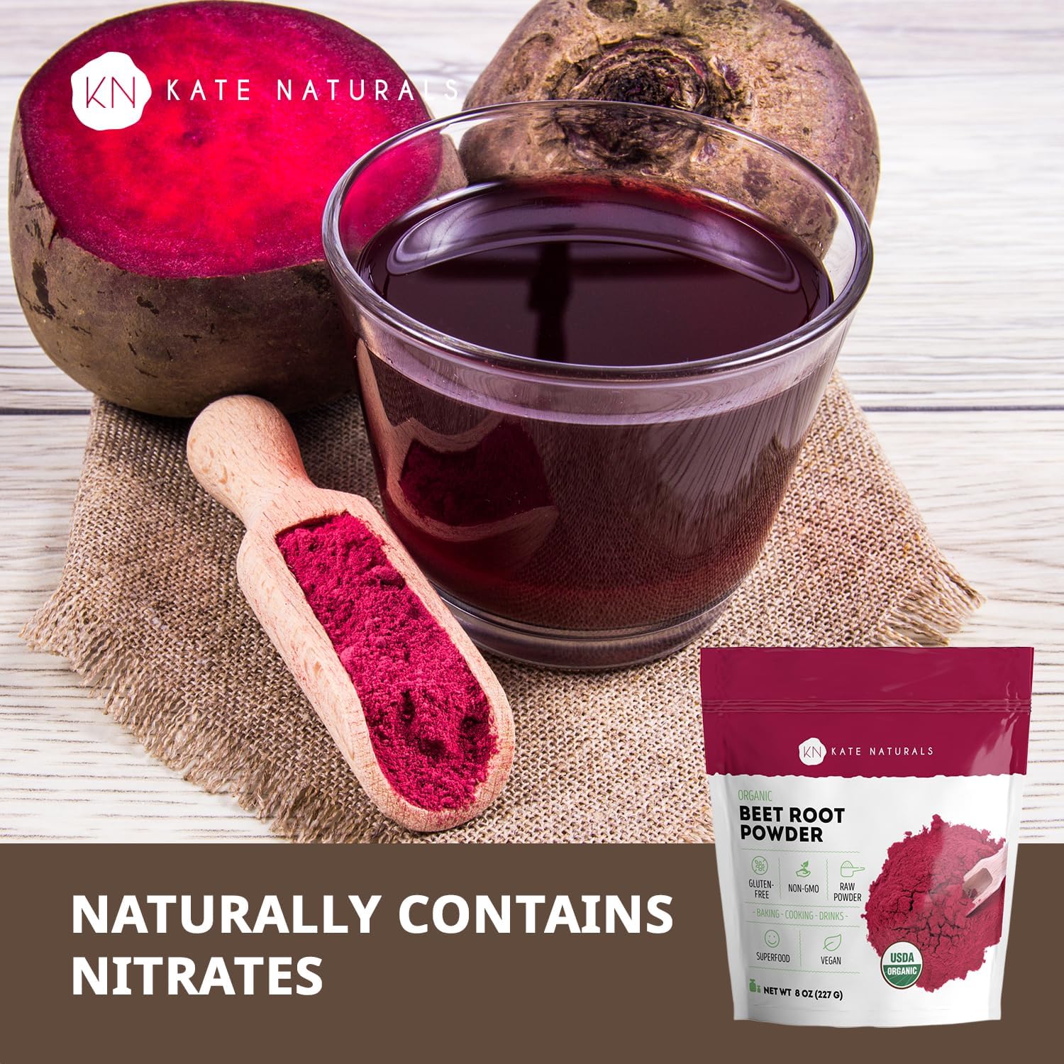 Kate Naturals Organic Beet Root Powder for Smoothies, Baking & Juice. Raw Beetroot Superfood & Natural Red Food Coloring (8oz, Non-GMO, Earthy Flavor) - Image 5