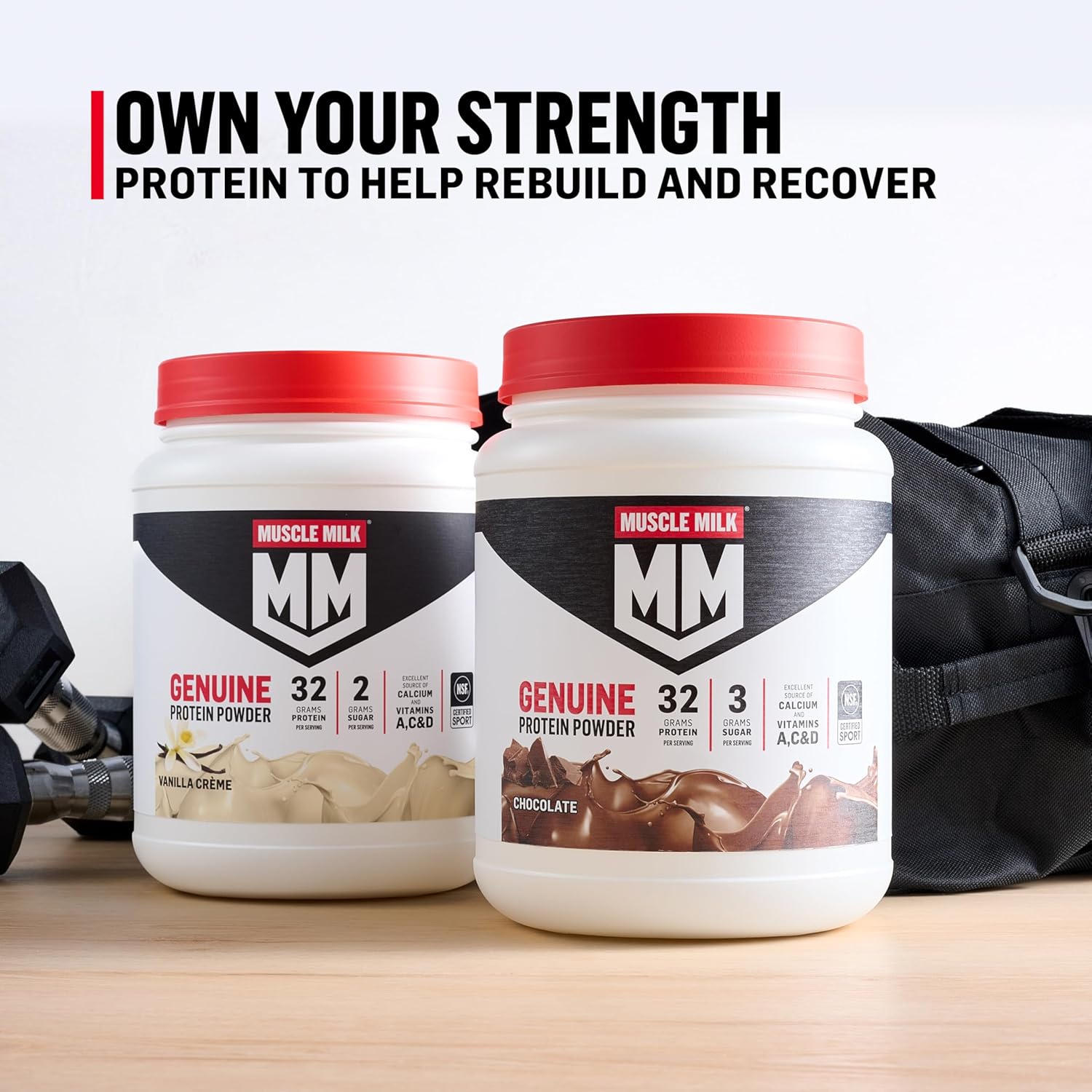 Muscle Milk Genuine Protein Powder, Vanilla Crème, 1.93 Pounds, 12 Servings, 32g Protein, 2g Sugar, Calcium, Vitamins A, C & D, NSF Certified for Sport, Energizing Snack, Packaging May Vary - Image 7