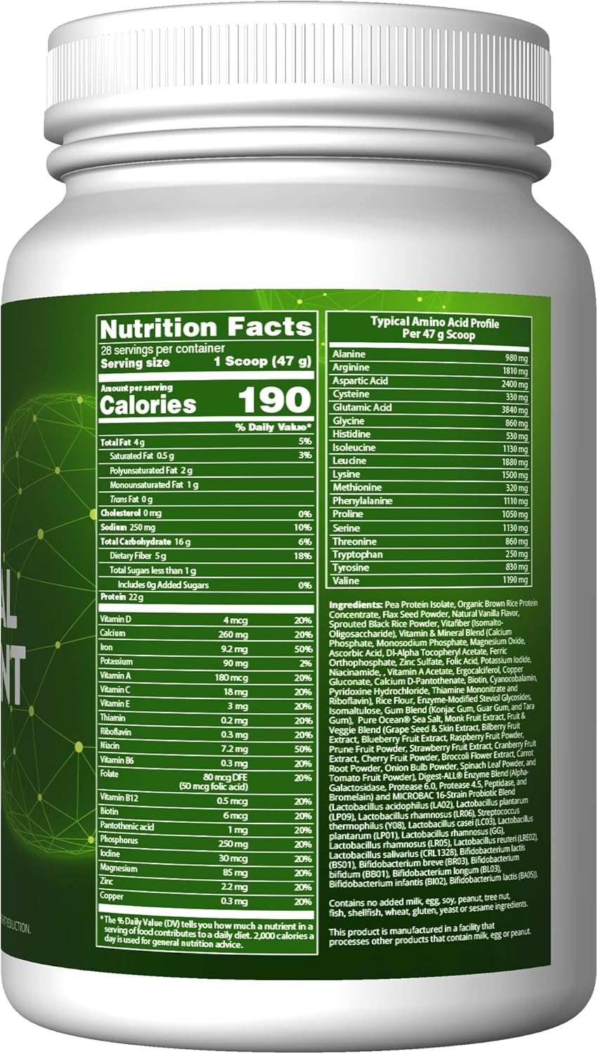 MRM Nutrition Veggie Meal Replacement Protein - Vanilla Bean Flavored, 22g Vegan Protein for Women & Men, Macronutrient Formula with Enzymes & Amino Acids - 28 servings - Image 2