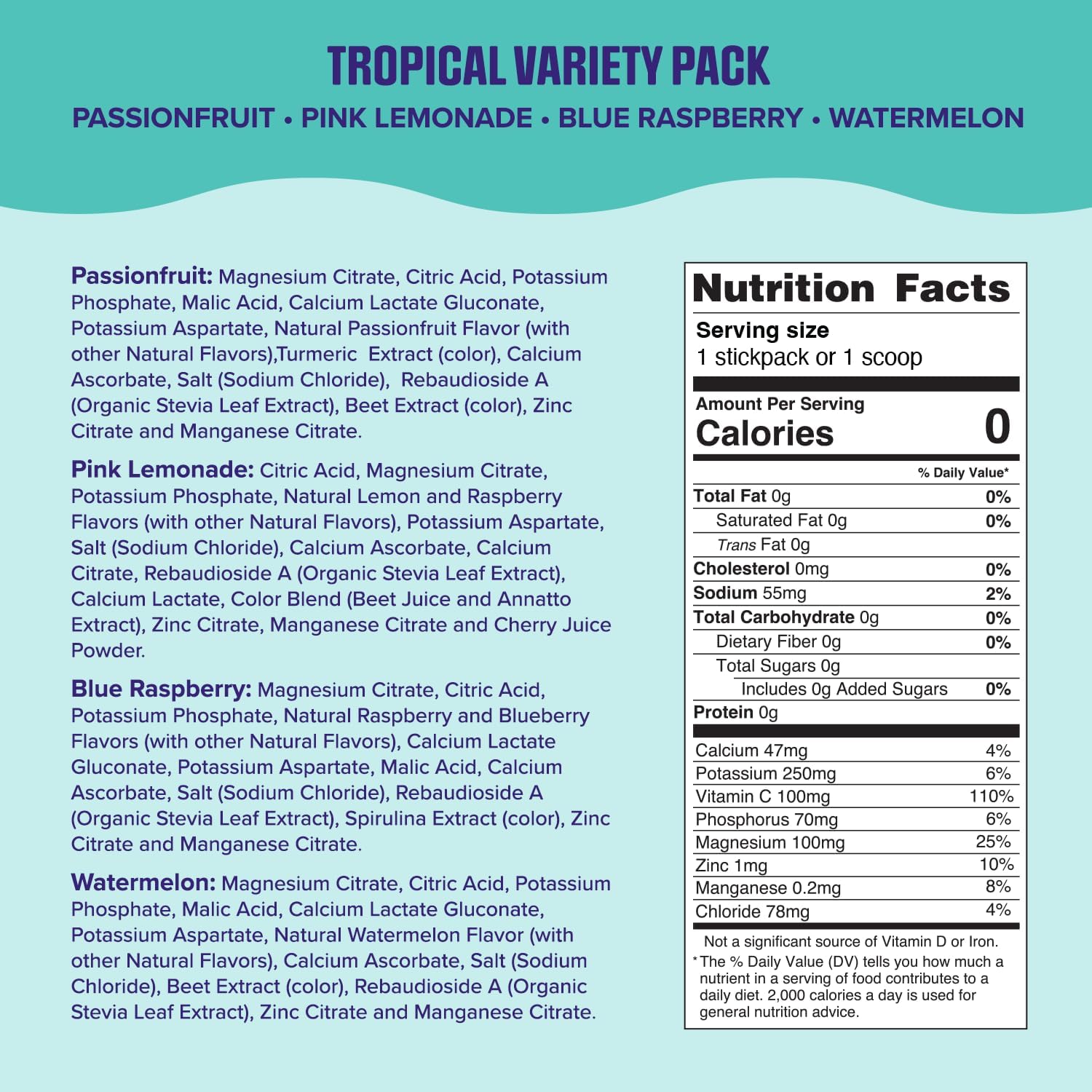 Ultima Replenisher Daily Electrolyte Powder – Tropical Variety Pack, 20 Stickpacks – Zero Sugar Hydration Packets with 6 Electrolytes and Minerals – Sugar Free, Plant Based & Keto Friendly Drink Mix - Image 3