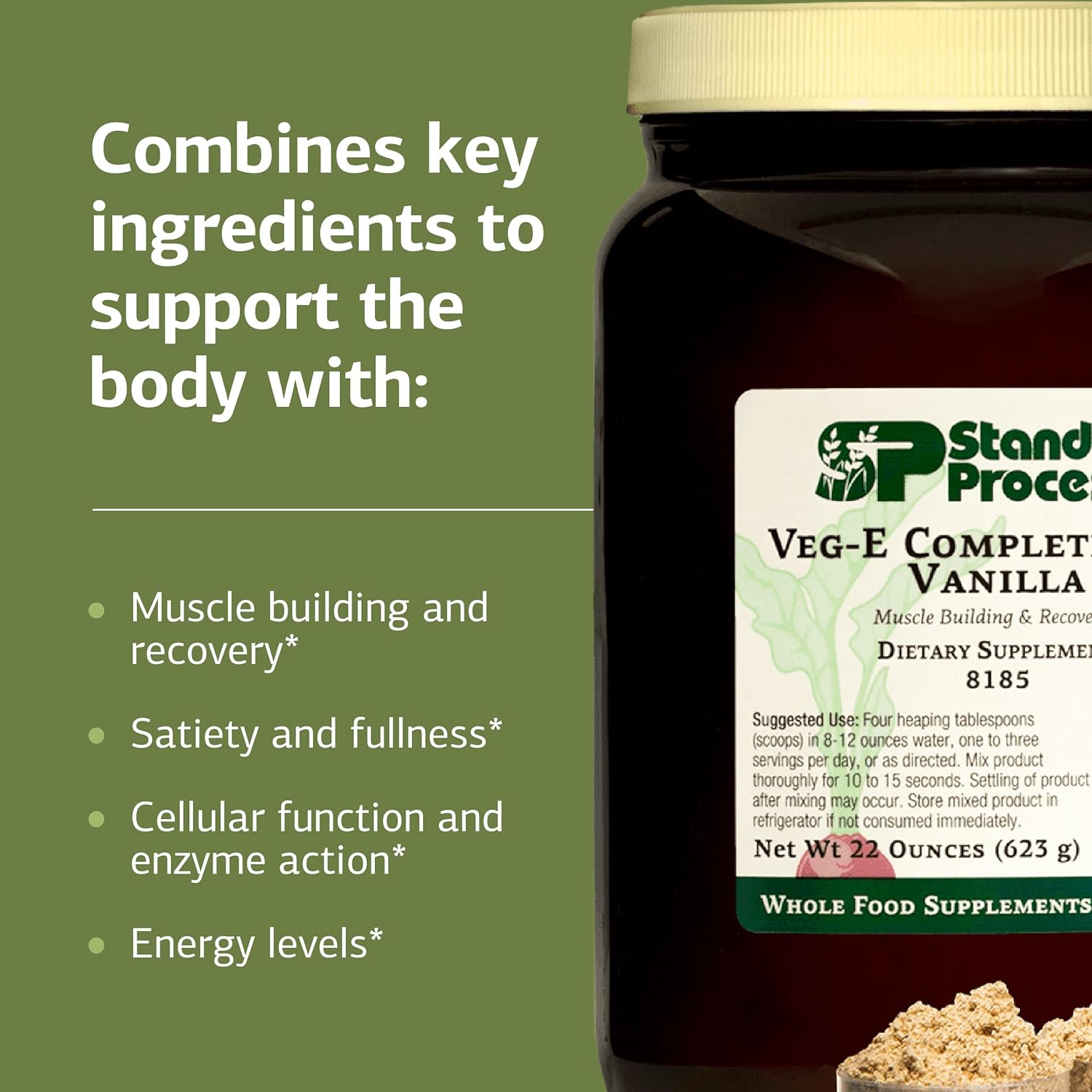 Standard Process Veg-E Complete Pro - Organic, Plant-Based Protein Powder for Muscle Building & Recovery - Supports Hair, Skin & Nails - Vegan & Gluten-Free - Vanilla, 18 Servings - Image 4