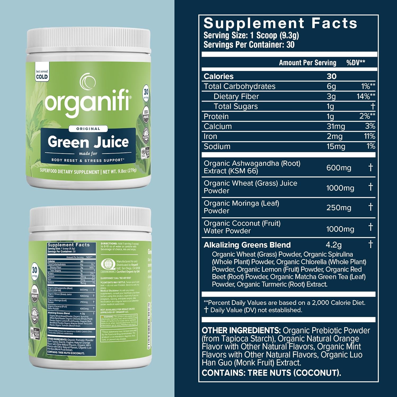 Organifi Green Juice - Powder Supplement with Organic Spirulina, Ashwagandha, and Chlorella - Helps Achieve Fitness Goals and Reduce Cortisol Levels, 30-Day Supply - Image 2