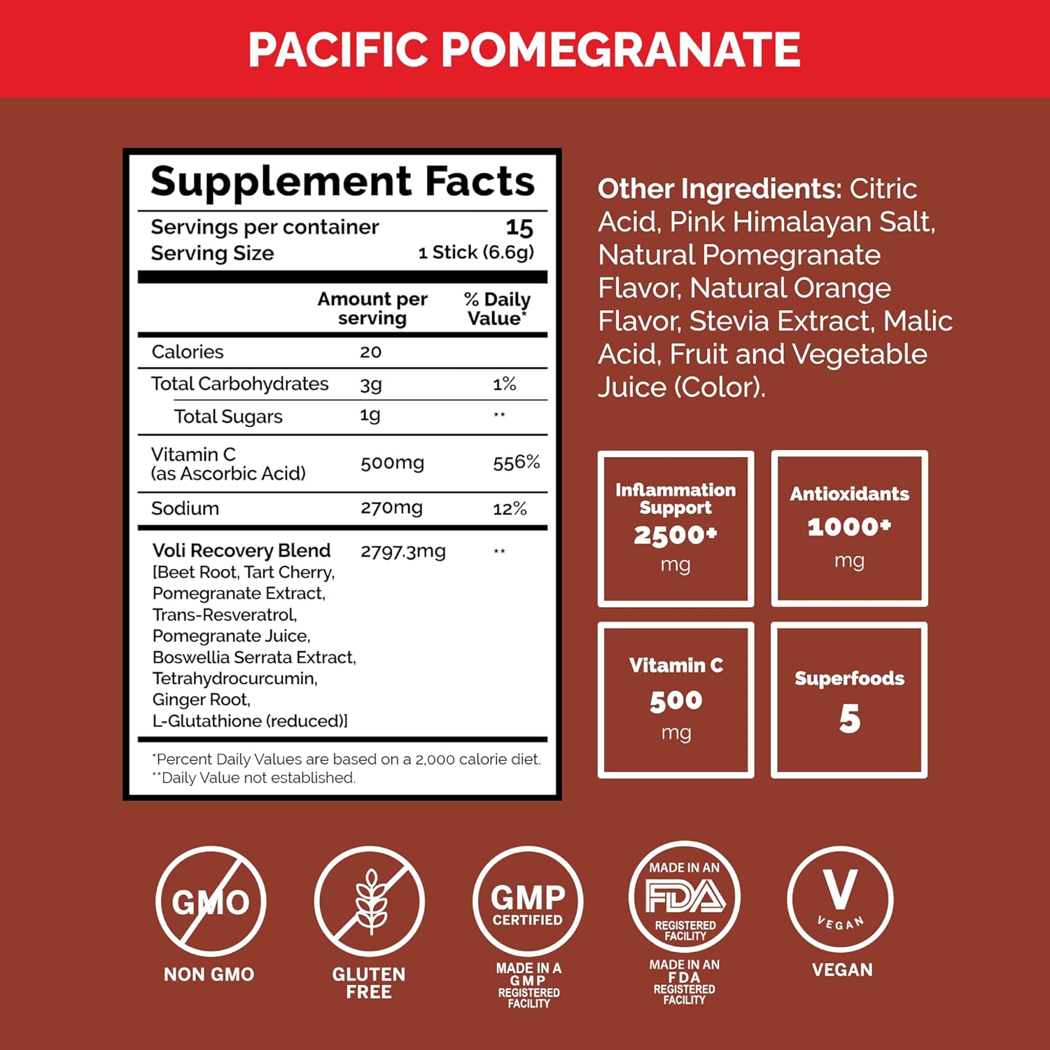 Voli Recovery - Post Workout Superfood Powder | Plant-Based Drink Mix Packets with Curcumin, Ginger & Vitamin C for Muscle Recovery & Detox Support, Inflammation & Leg Cramps Support, Vegan, 15 Count - Image 3