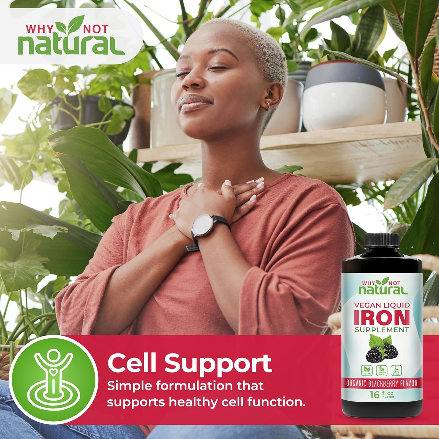 Why Not Natural Liquid Iron Supplement for Women, Men and Kids, Vegan Formulation for Anemia, Sugar Free, Vegan, Non-GMO, Organic BlackBerry Flavor 16 Fl Oz - Image 6