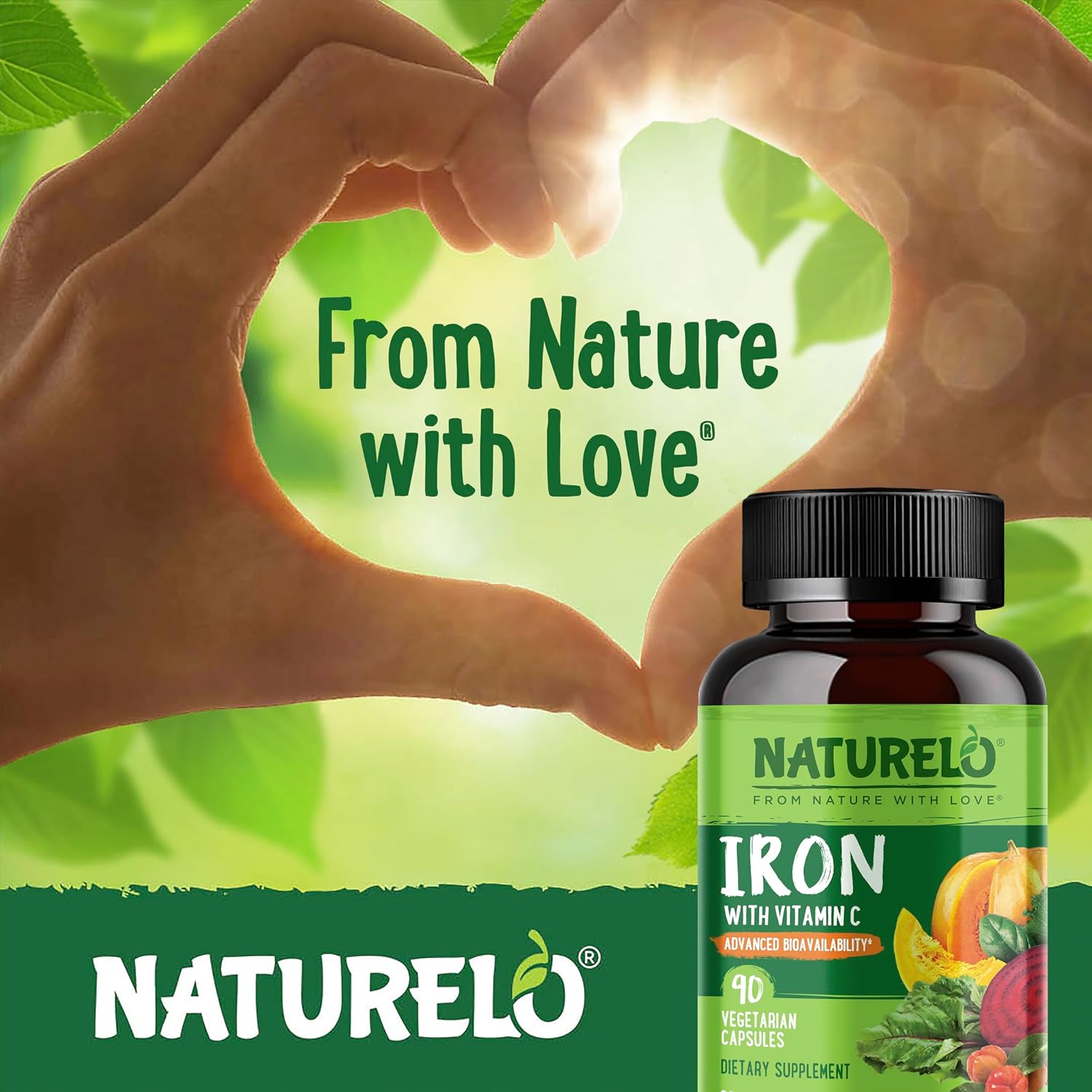 NATURELO Vegan Iron Supplement with Vitamin C and Organic Whole Foods - Gentle Iron Pills for Women & Men with Iron Deficiency Including Pregnancy, Anemia and Vegan Diets - 90 Mini Capsules - Image 5