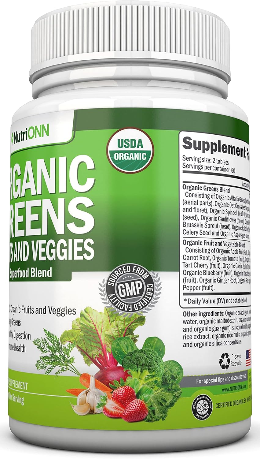 Organic Super Greens Capsules - Fruit And Vegetable Supplements - 120 Count - 28 USDA Organic & Vegan Premium Ingredients - Superfood Blend For Immune Health, Digestion & Energy - Whole Food Vitamins - Image 5